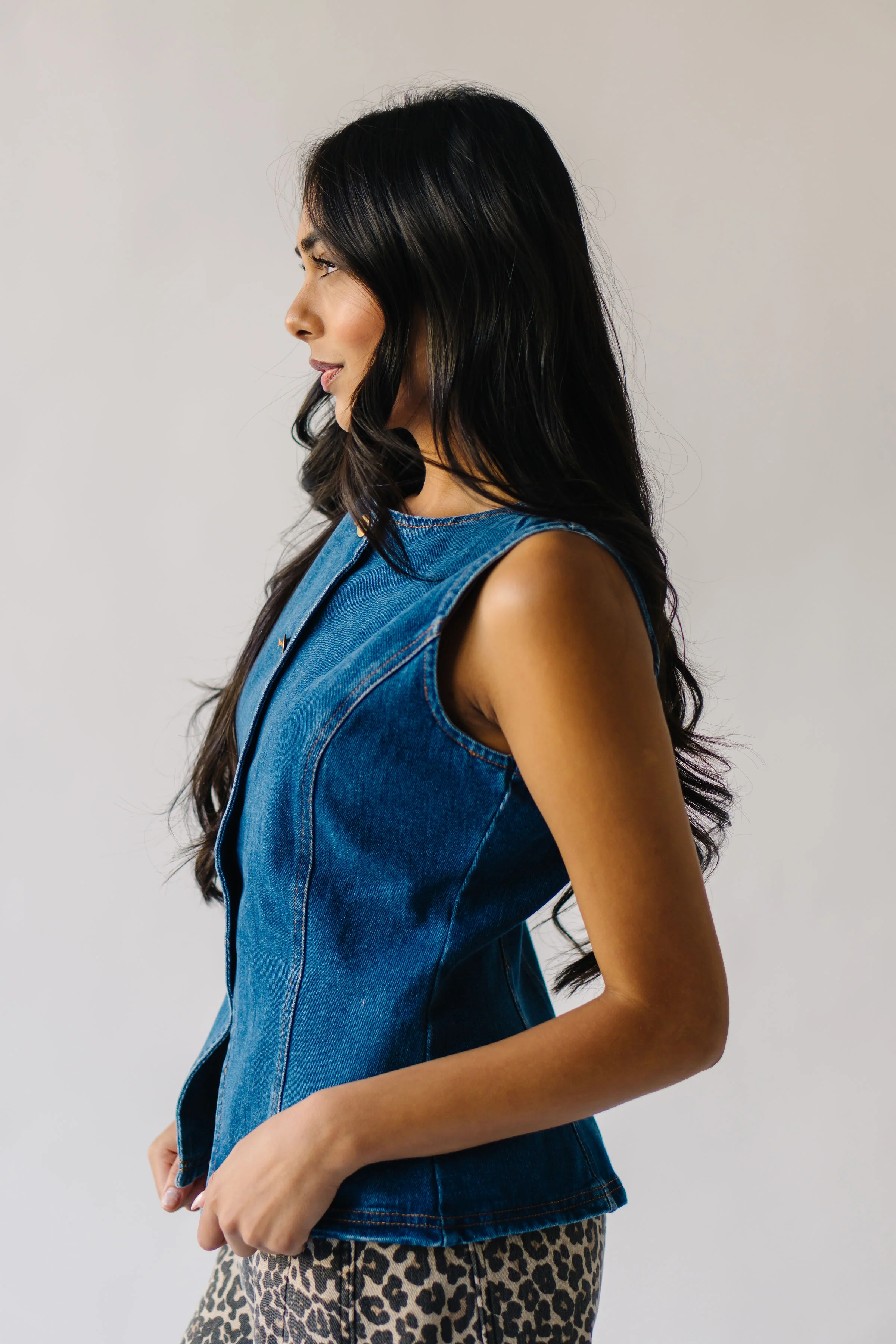 The Wilks Button-Up Blouse in Denim - Image 7