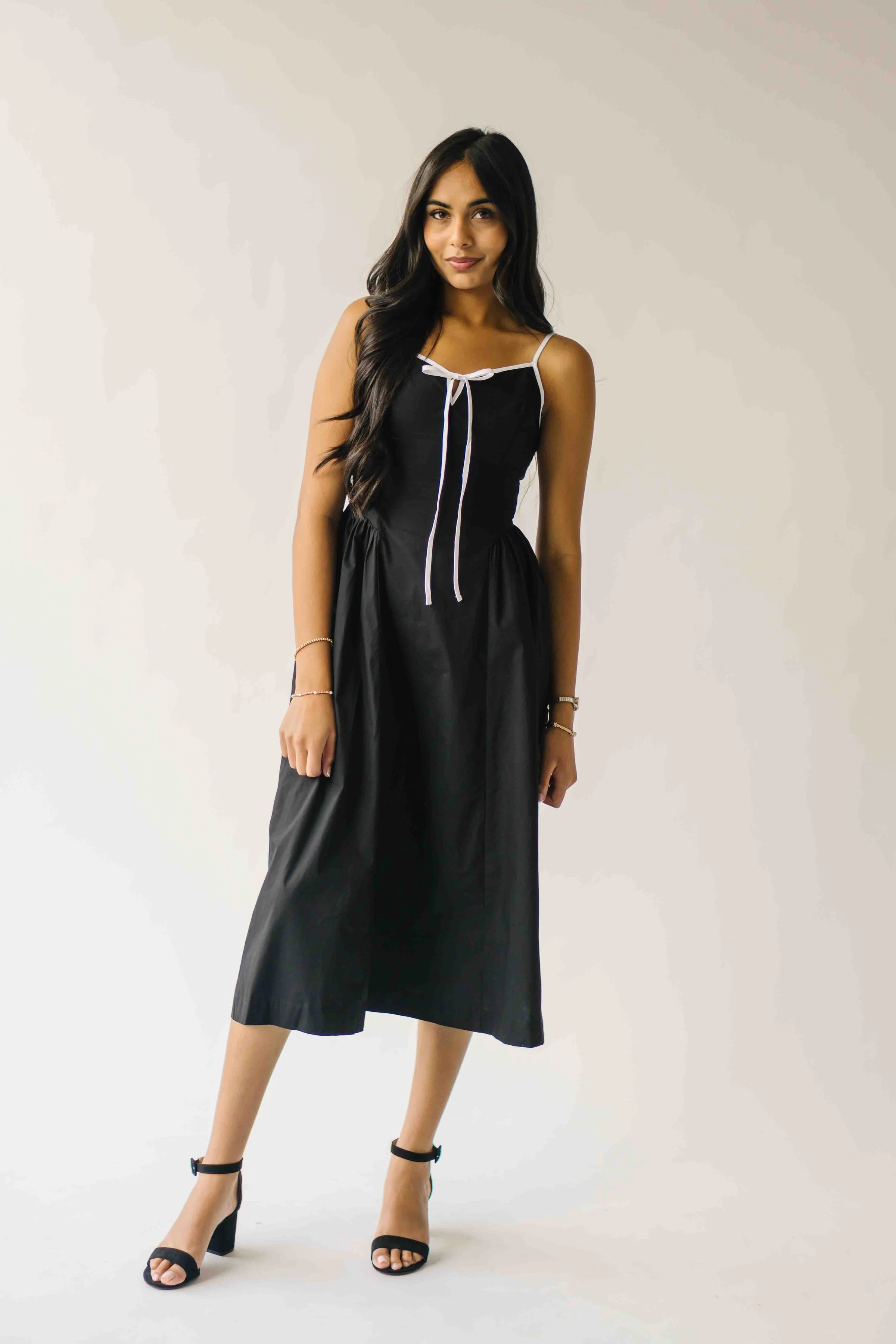 The Doxey Tie Detail Tank Dress in Black - Image 10