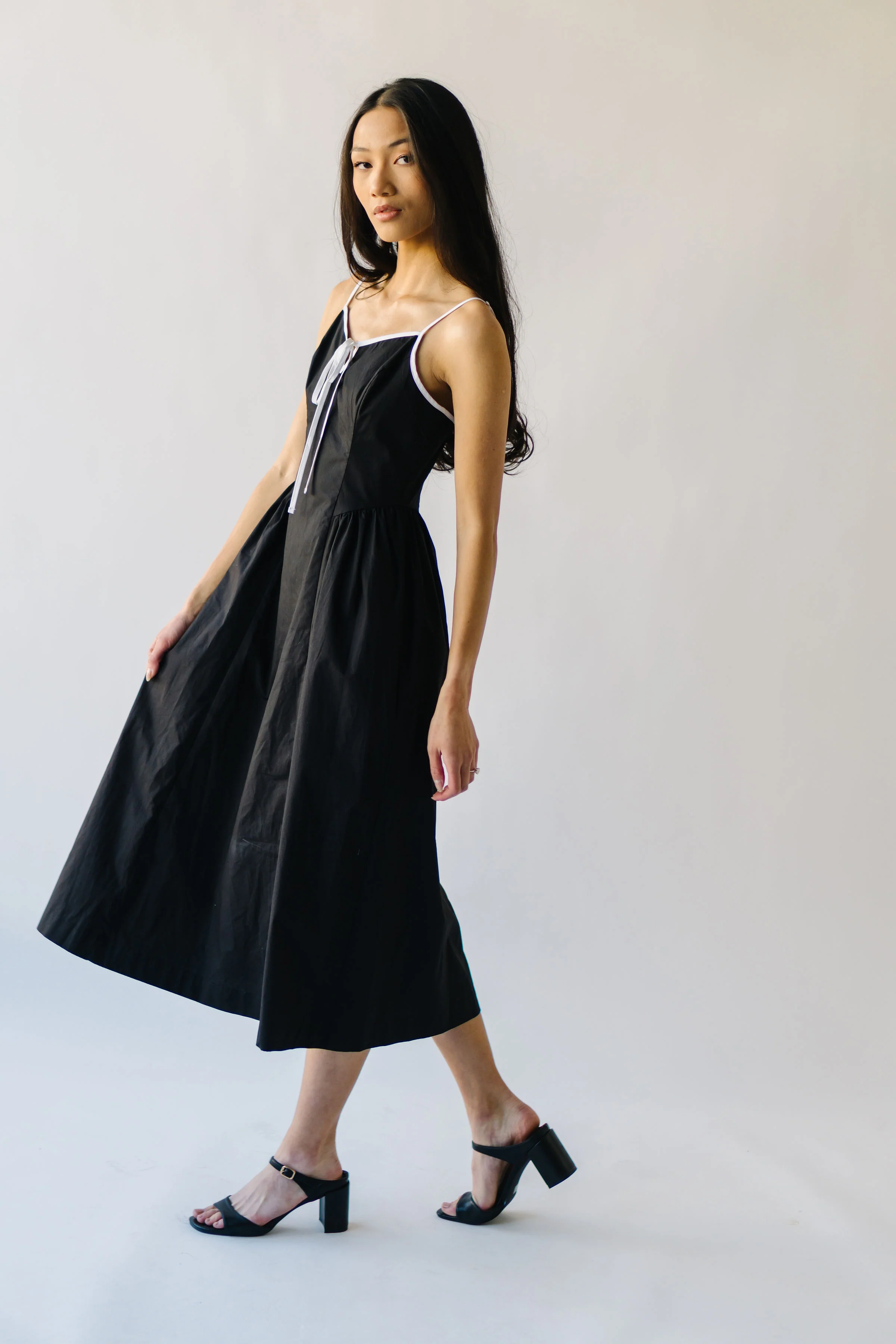 The Doxey Tie Detail Tank Dress in Black - Image 3