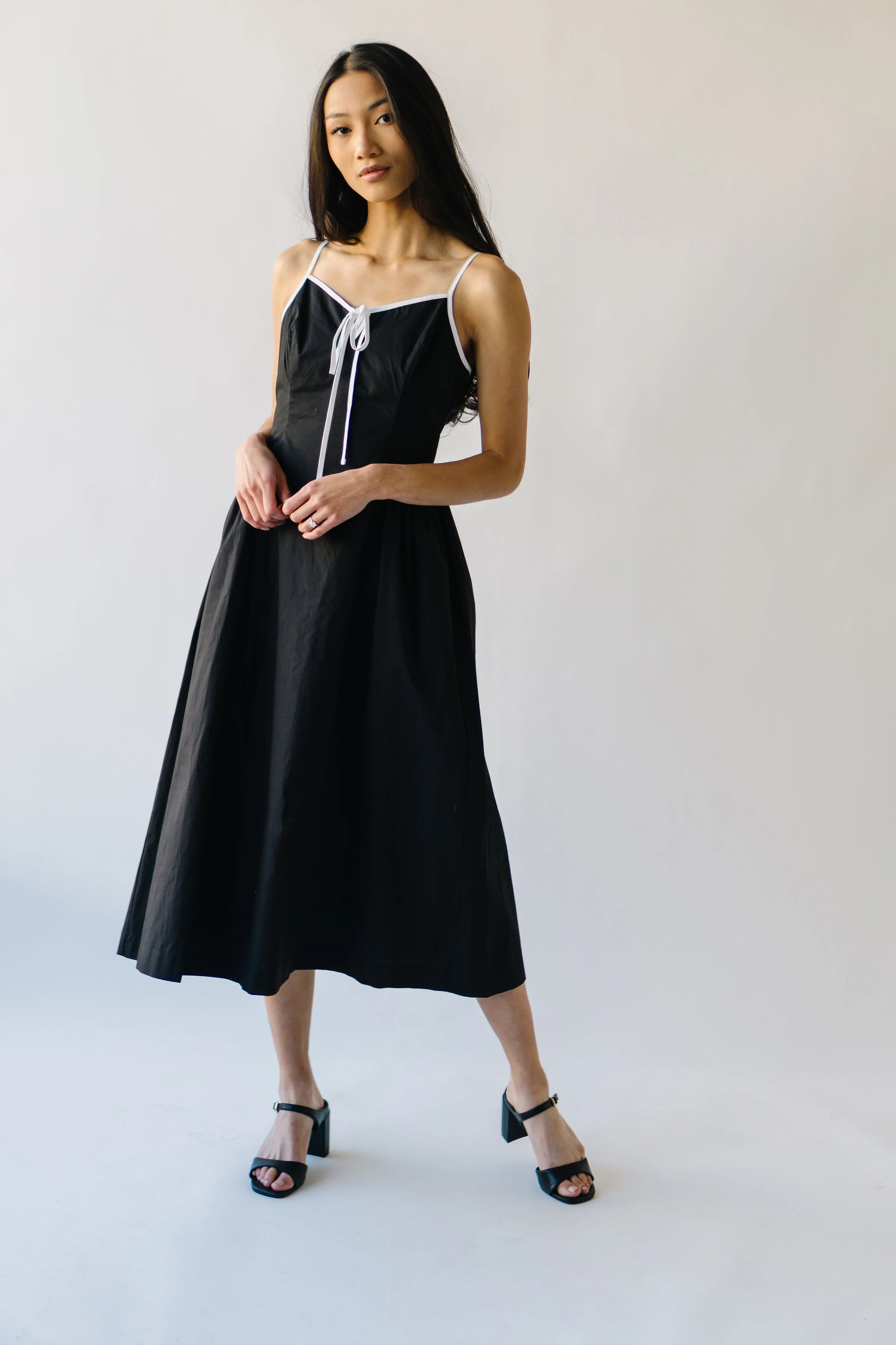 The Doxey Tie Detail Tank Dress in Black - Image 5