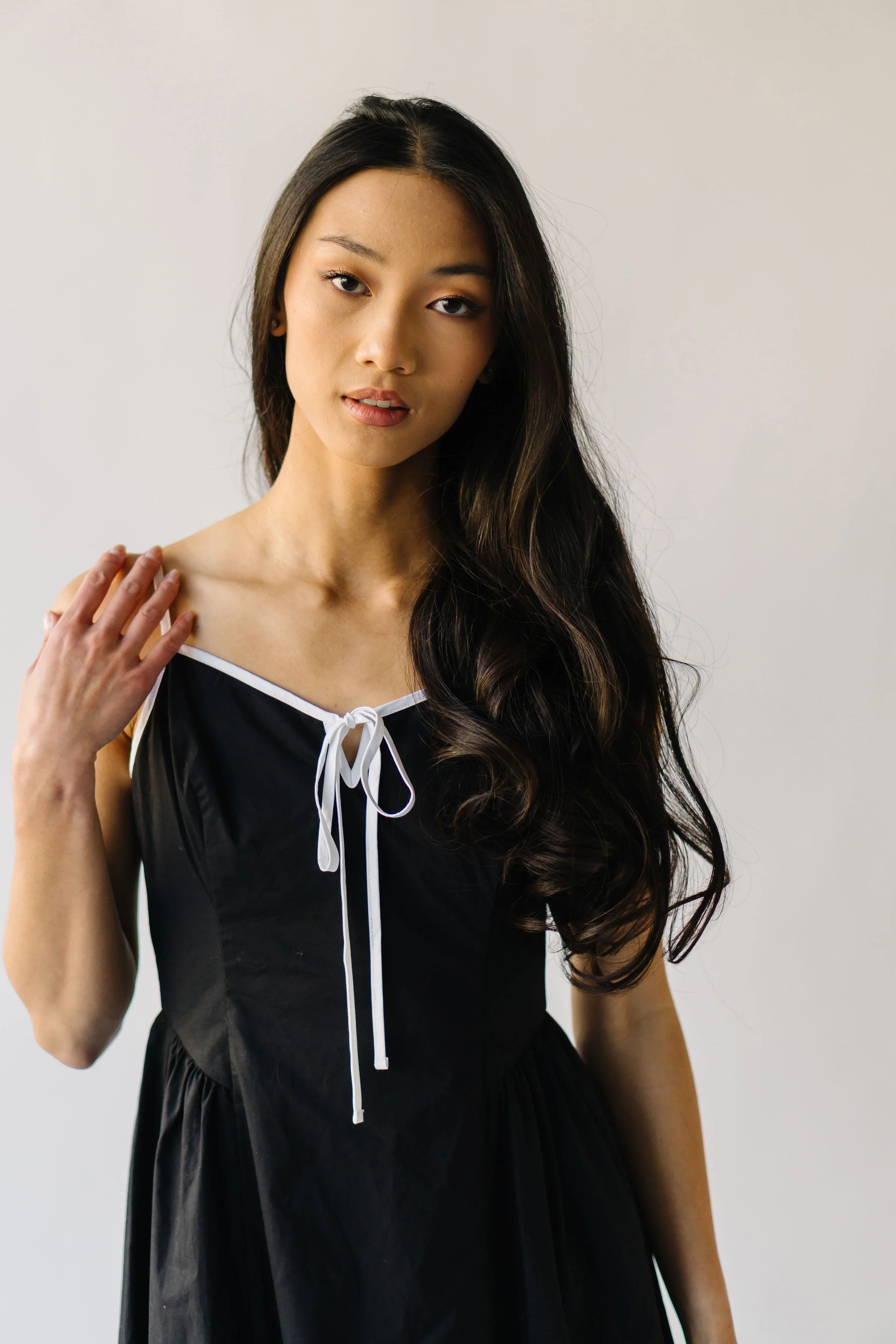 The Doxey Tie Detail Tank Dress in Black - Image 6
