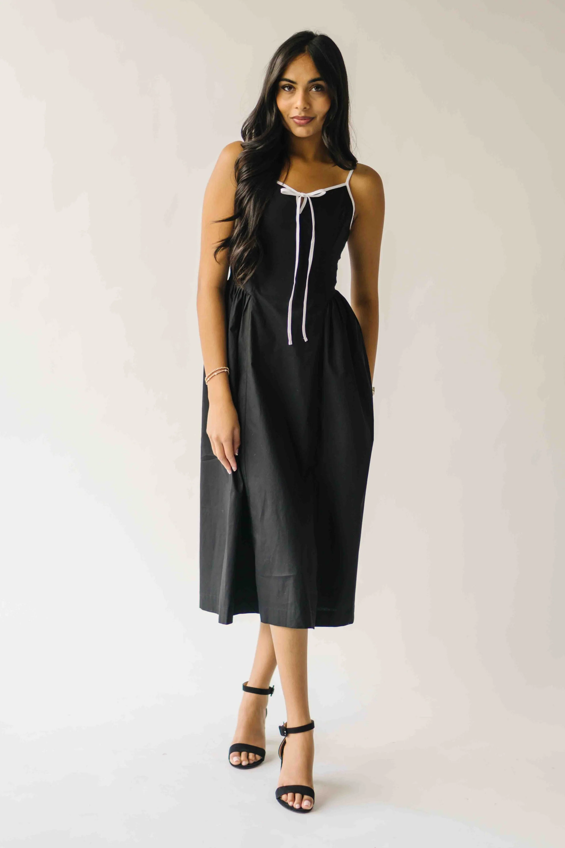 The Doxey Tie Detail Tank Dress in Black - Image 7