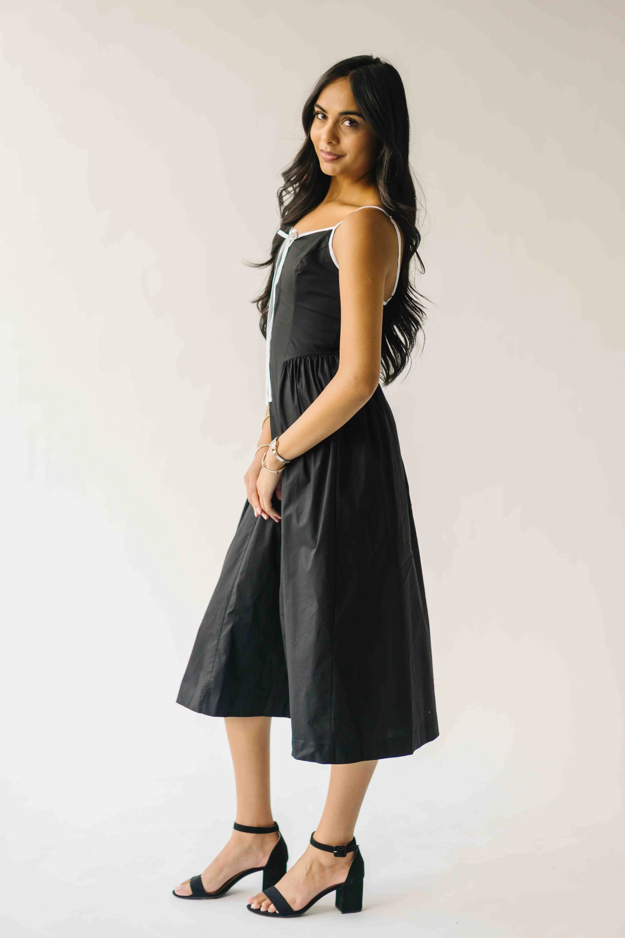 The Doxey Tie Detail Tank Dress in Black - Image 8
