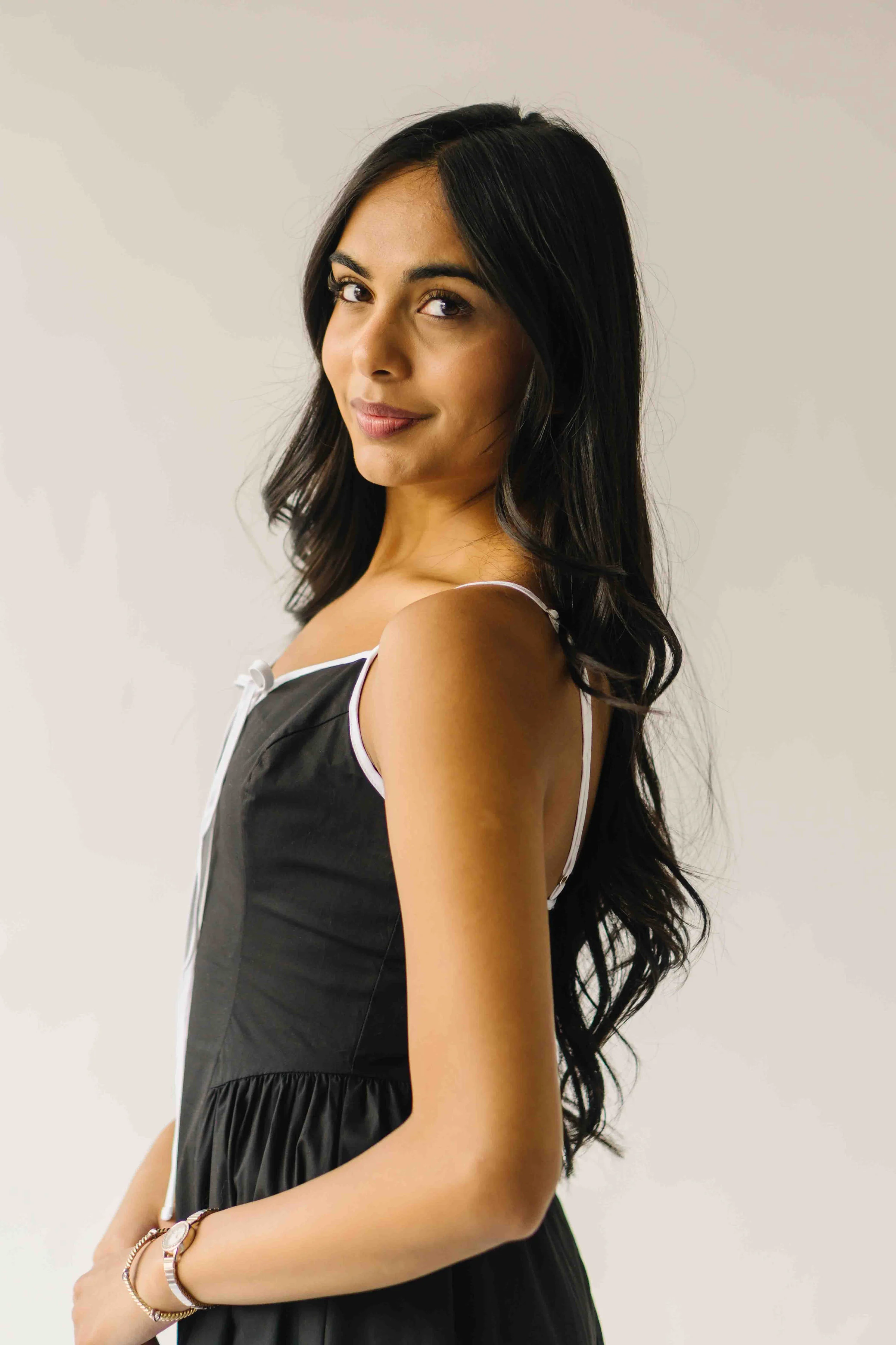 The Doxey Tie Detail Tank Dress in Black - Image 9
