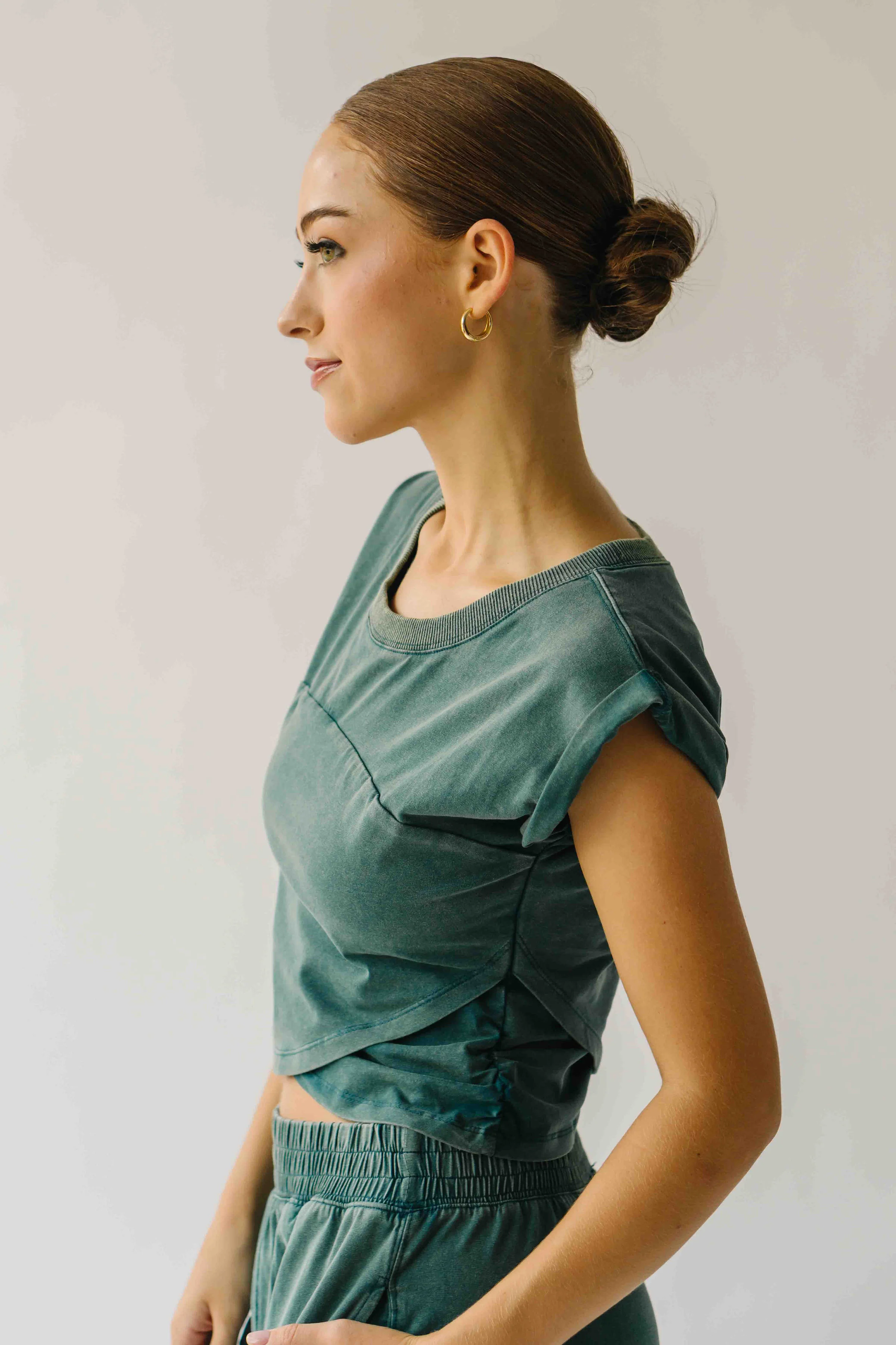 The Hendrix Mineral Washed  Tee in Teal - Image 10