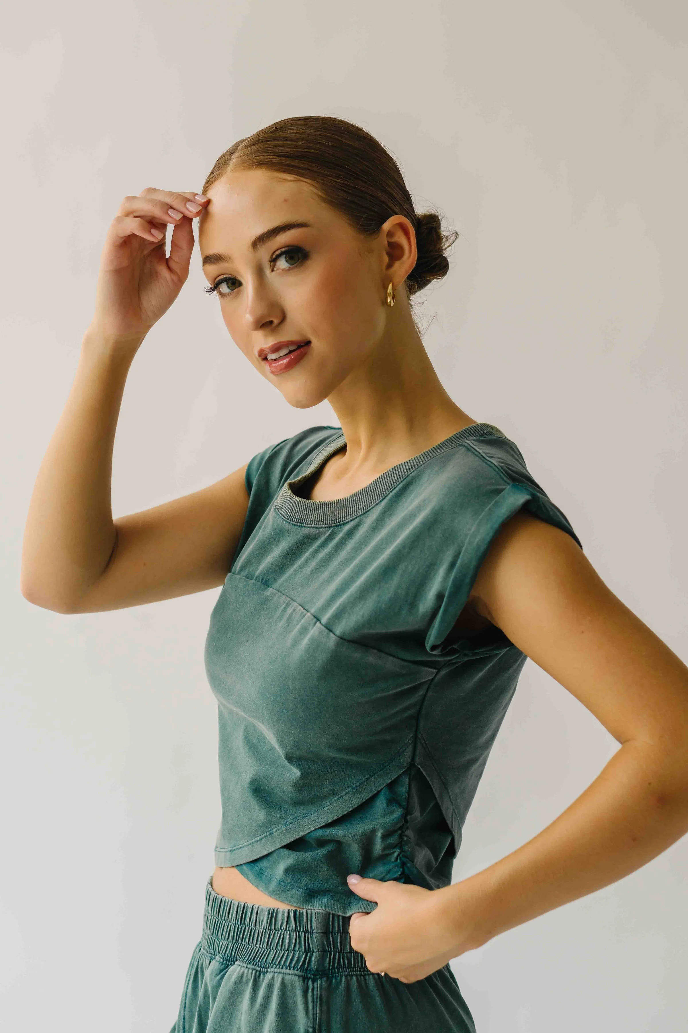 The Hendrix Mineral Washed  Tee in Teal - Image 4