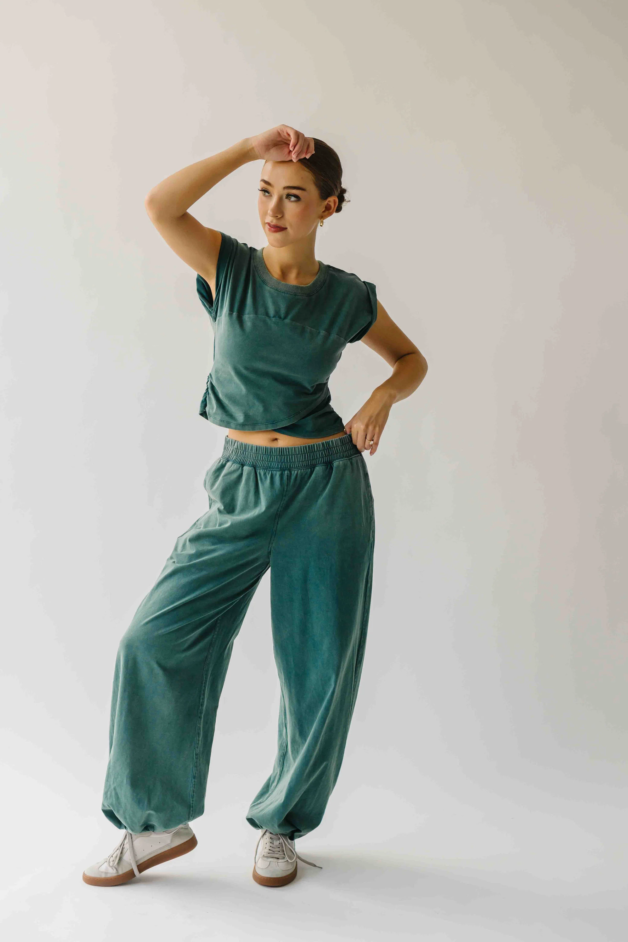 The Hendrix Mineral Washed  Tee in Teal - Image 6