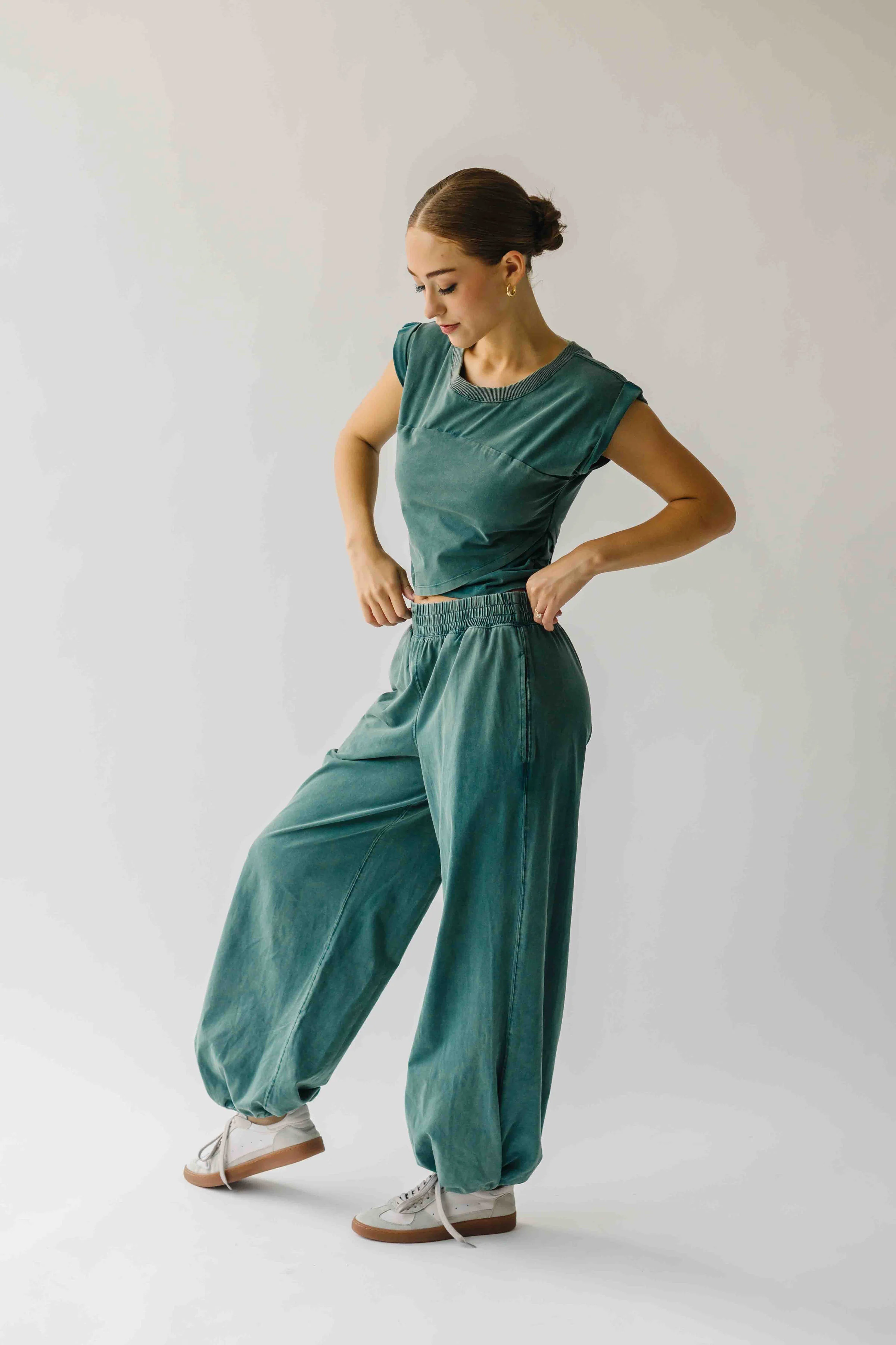 The Hendrix Mineral Washed  Tee in Teal - Image 7
