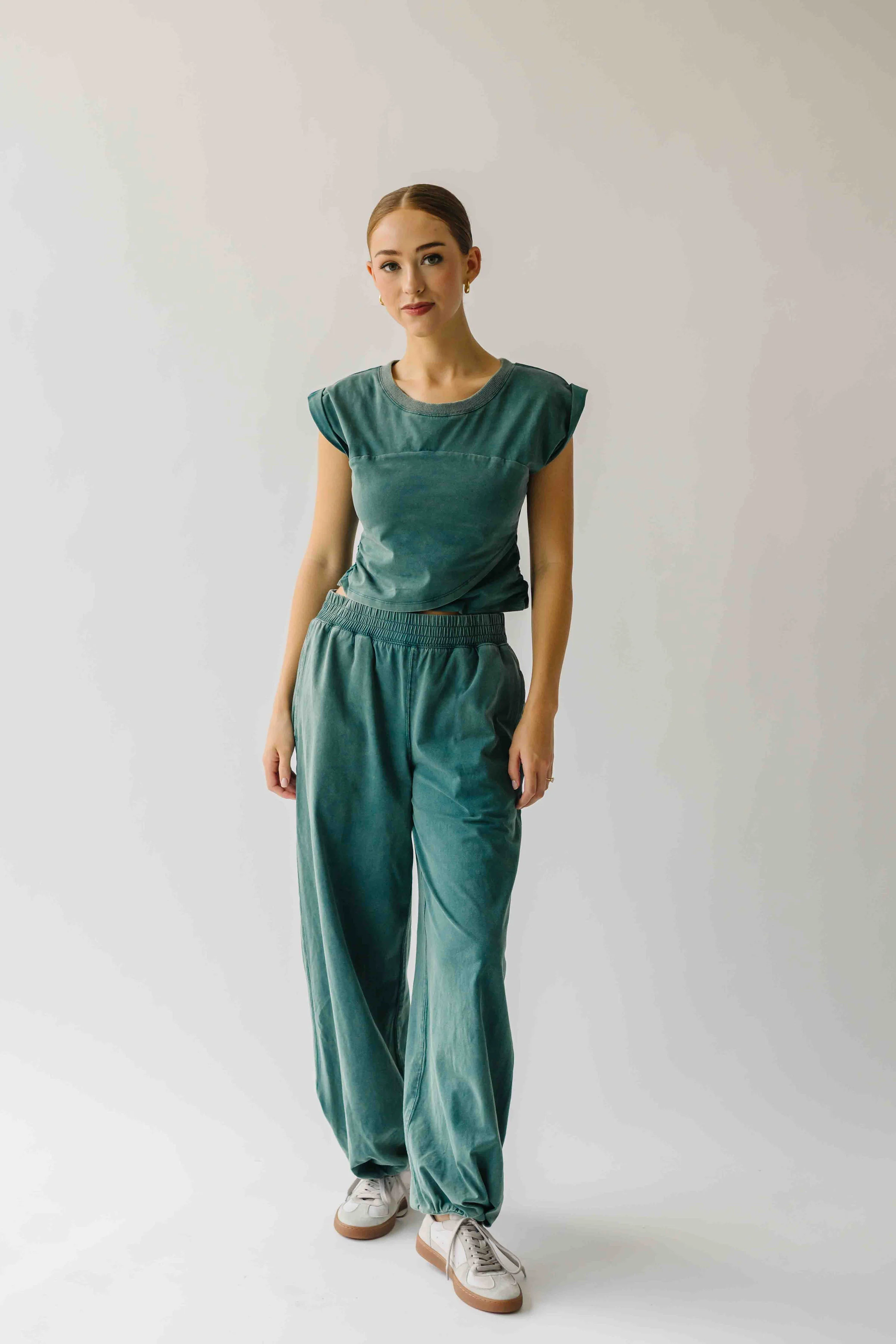 The Hendrix Mineral Washed  Tee in Teal - Image 9