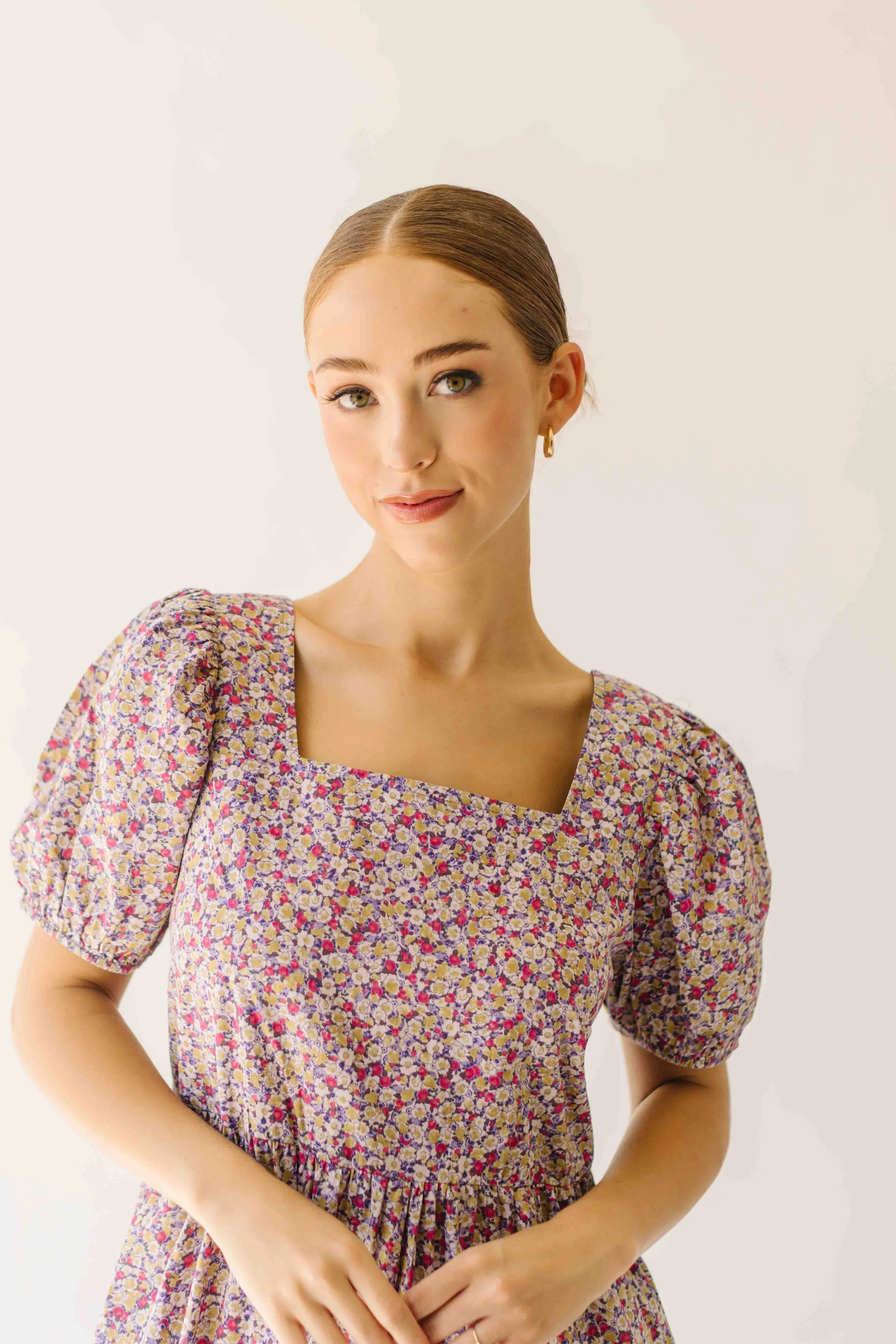 The Tremont Tiered Maxi Dress in Purple Floral - Image 4