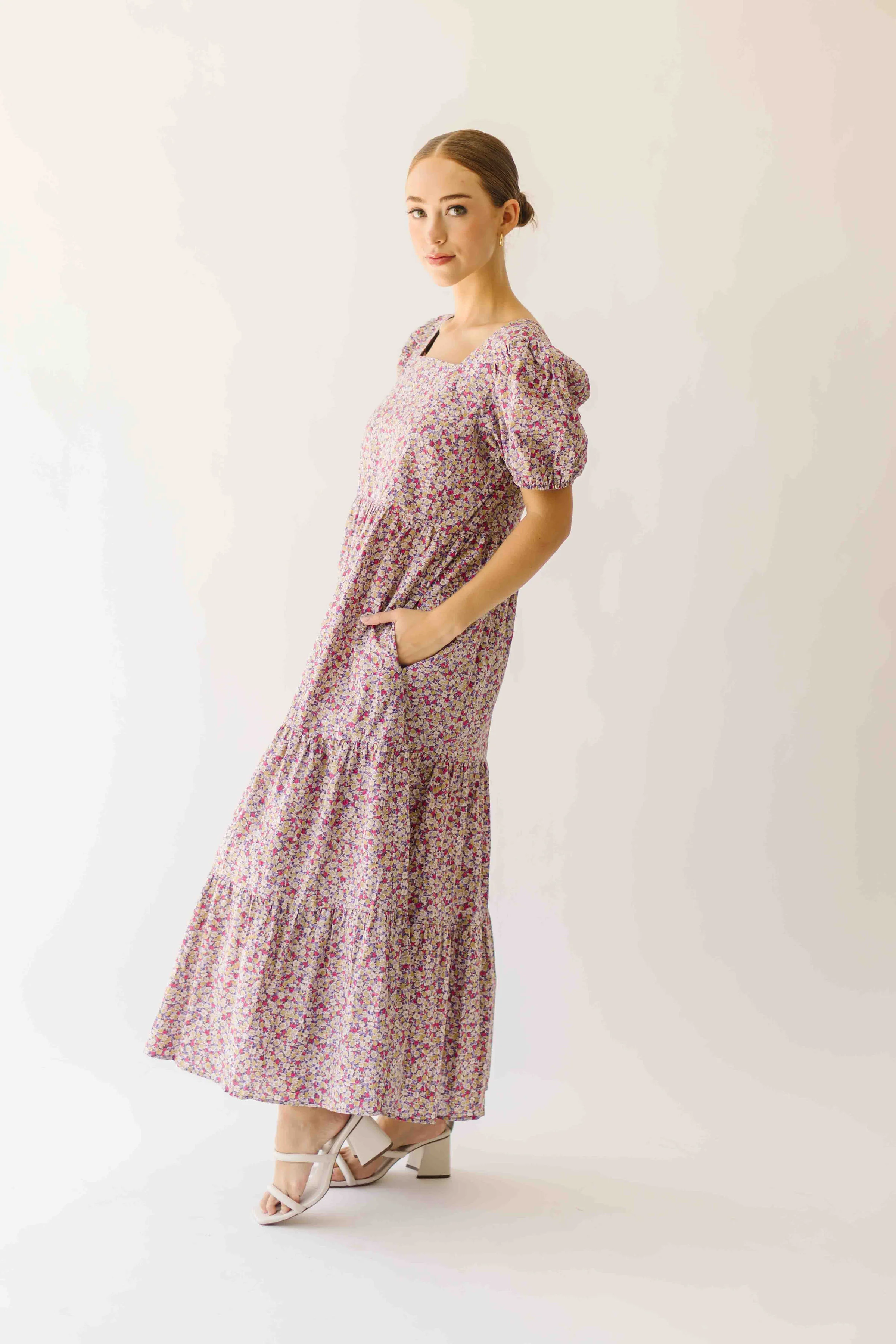 The Tremont Tiered Maxi Dress in Purple Floral - Image 7