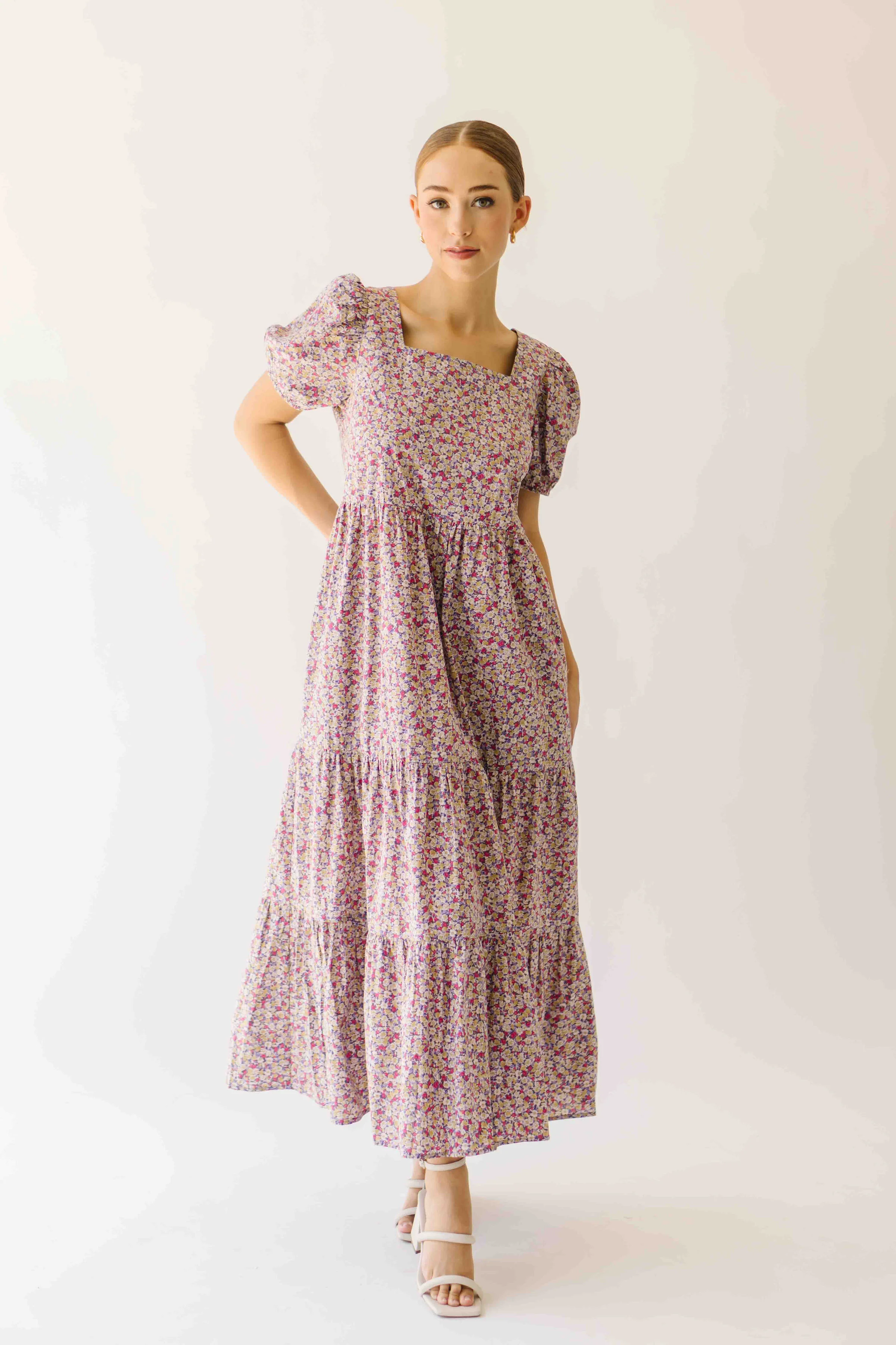 The Tremont Tiered Maxi Dress in Purple Floral - Image 8