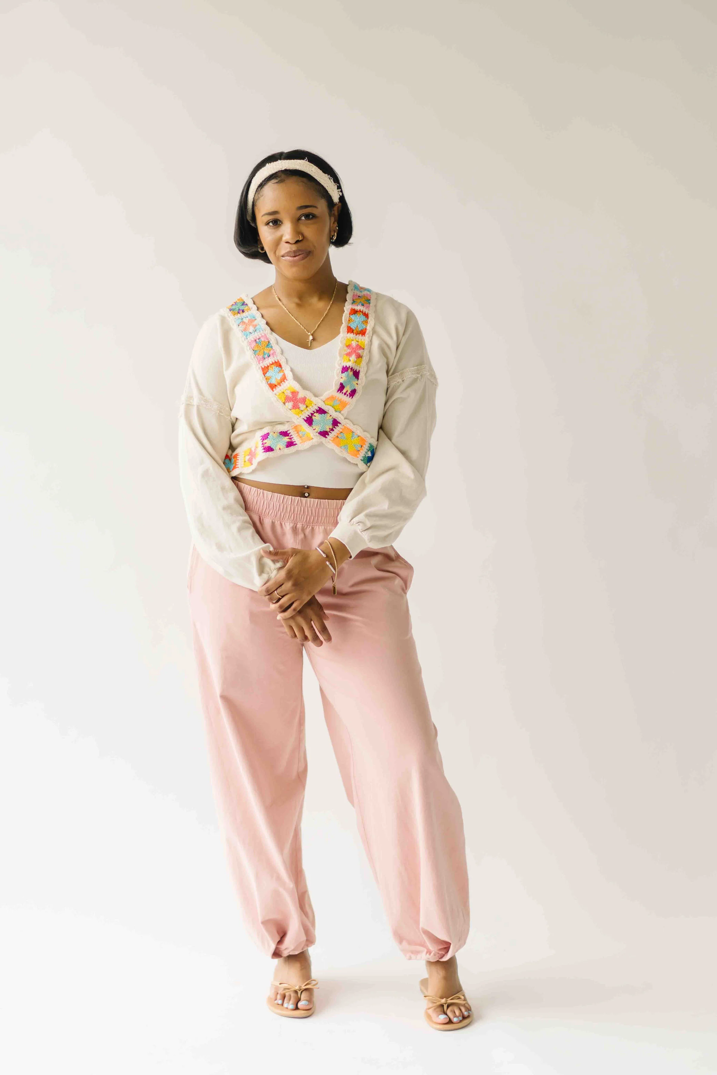 The Caldera Criss-Cross Crochet Pullover in Natural - Image 4
