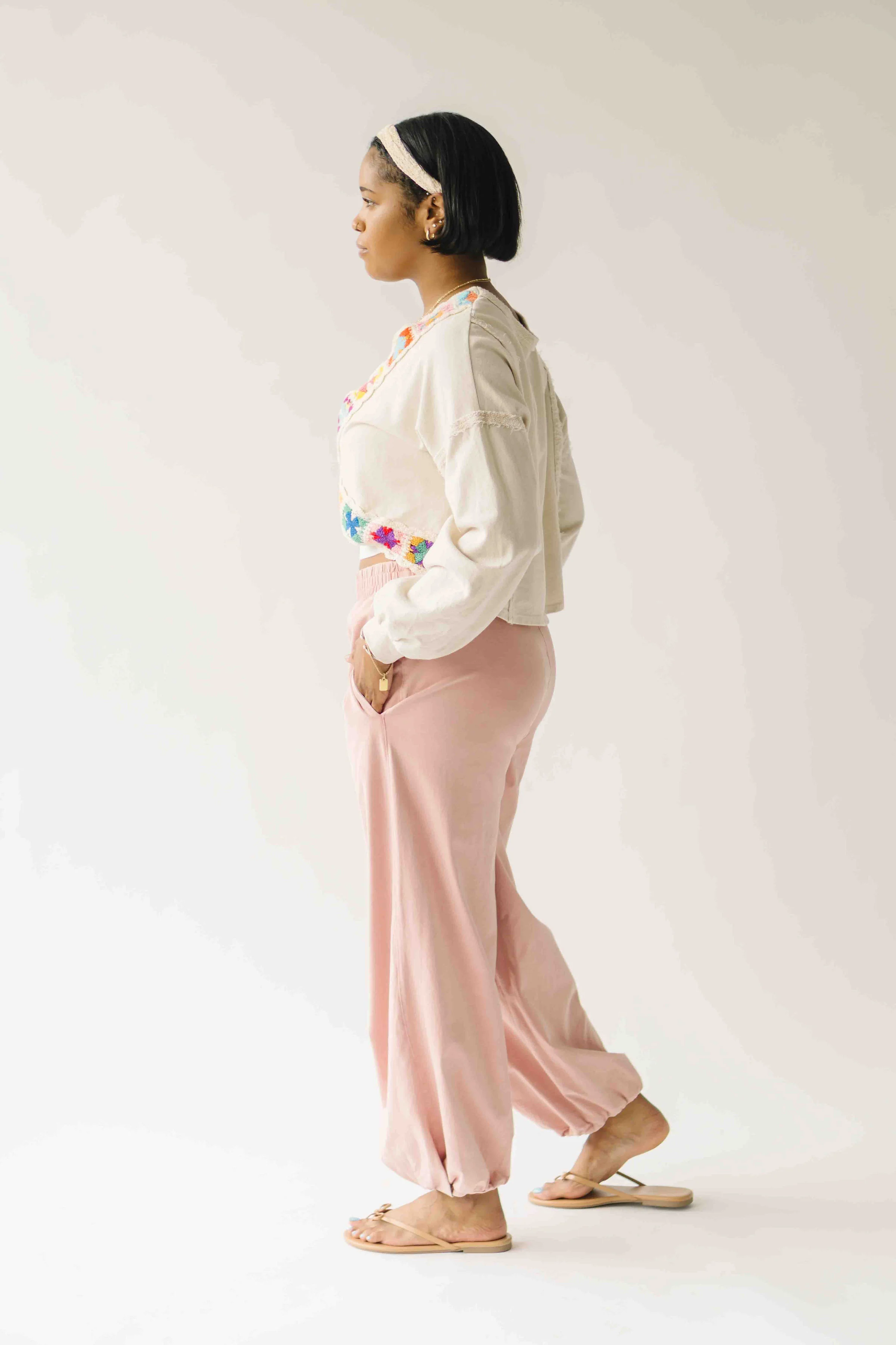The Caldera Criss-Cross Crochet Pullover in Natural - Image 7