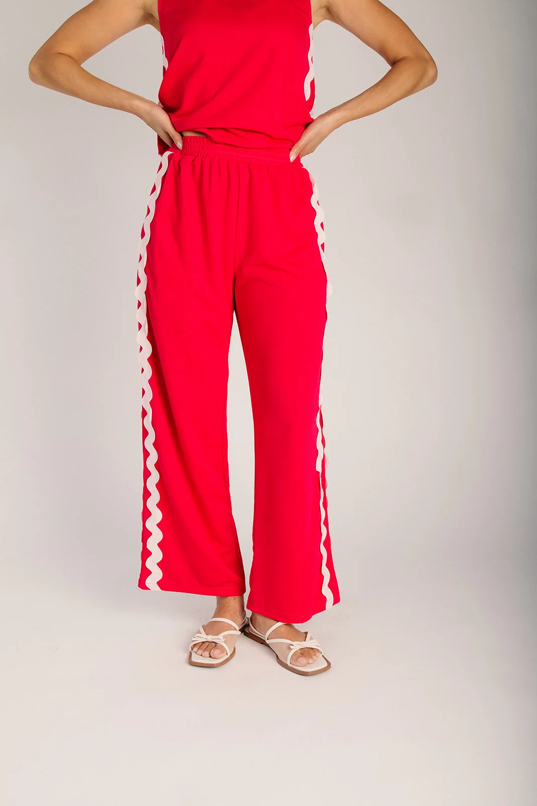 The Artie Ric Rac Trim Tank + Pant Set in Hot Pink - Image 3