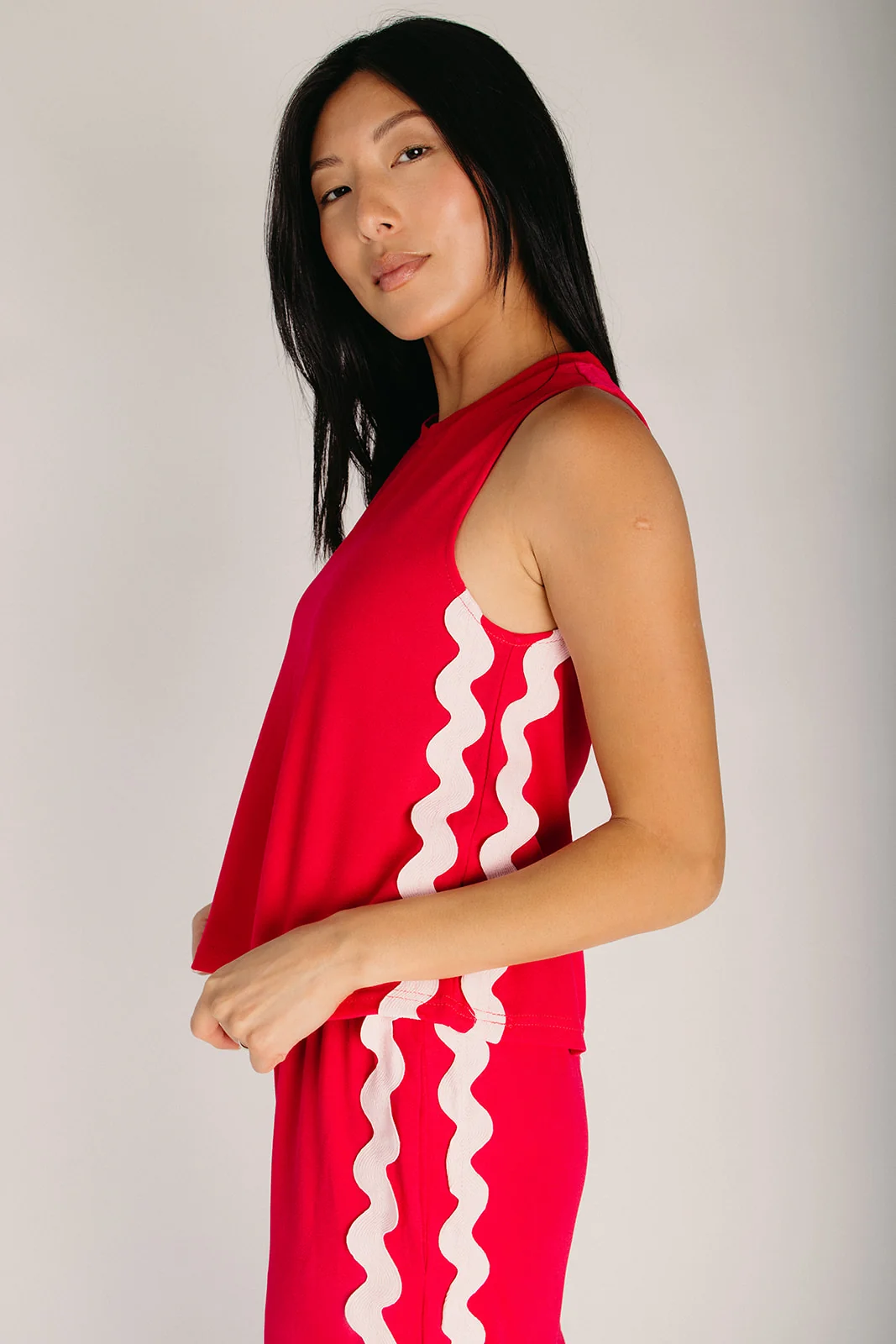 The Artie Ric Rac Trim Tank + Pant Set in Hot Pink - Image 7