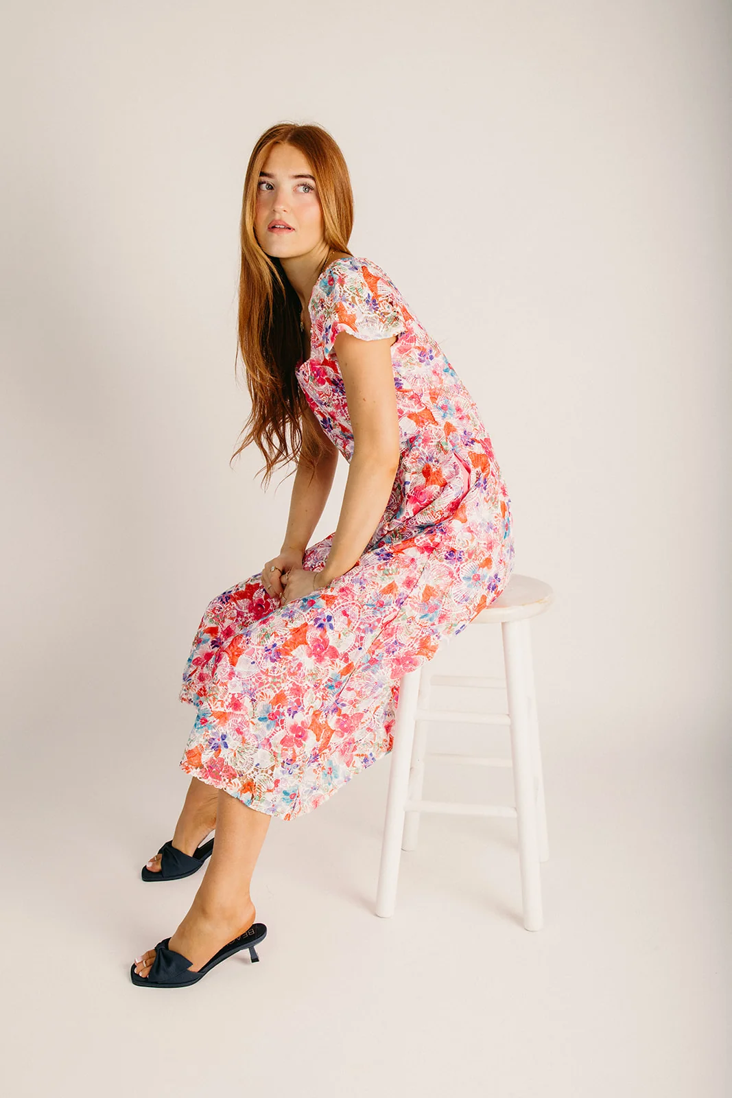 The Diggins Floral Midi Dress in Pink - Image 4