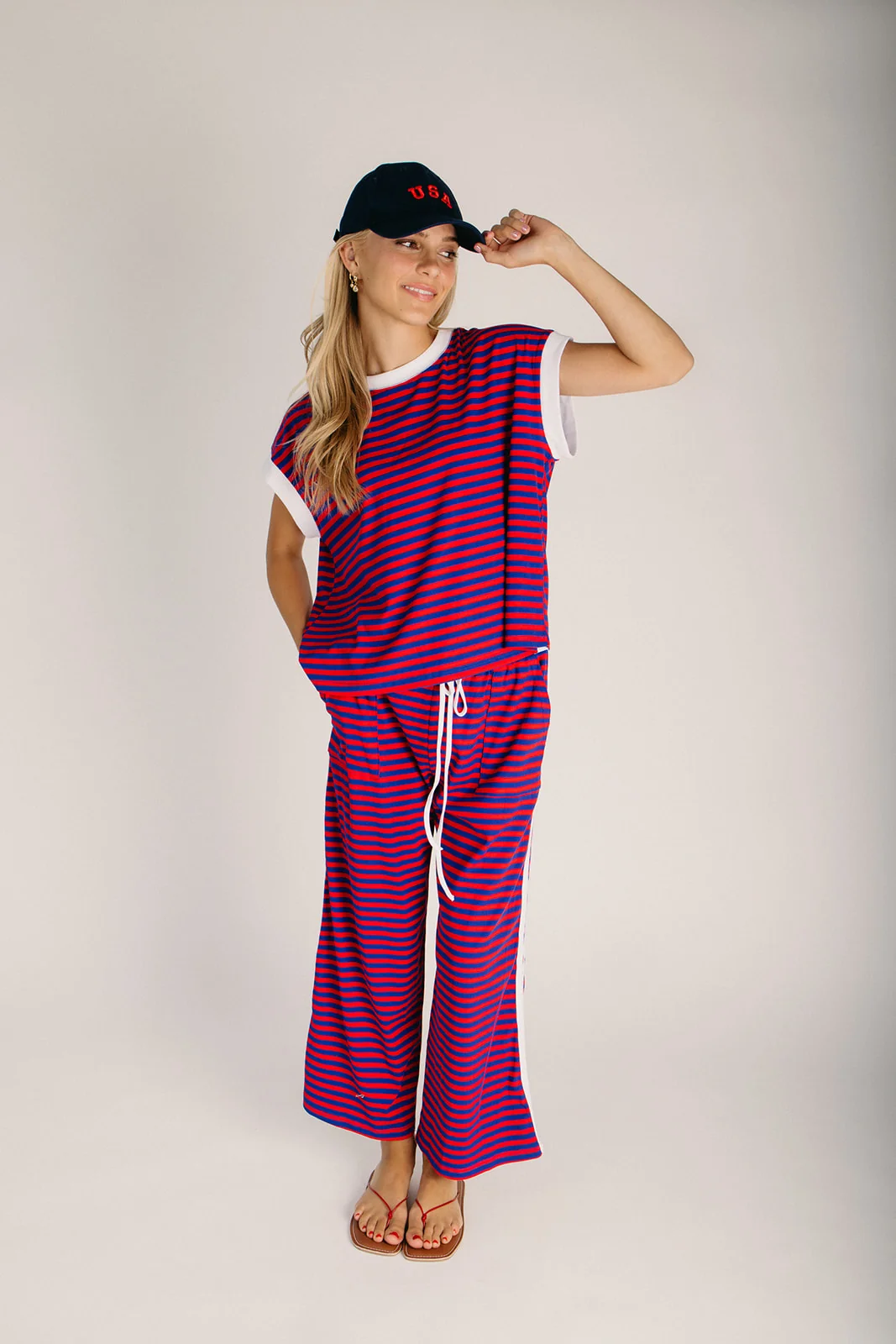 The Adams 4th of July Lounge Set in Patriotic Stripe - Image 2