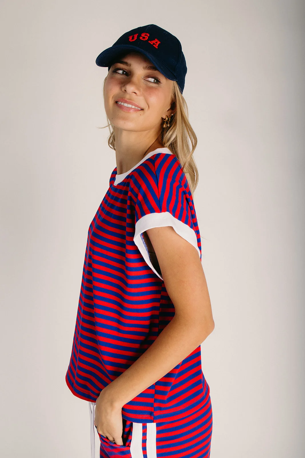 The Adams 4th of July Lounge Set in Patriotic Stripe - Image 5