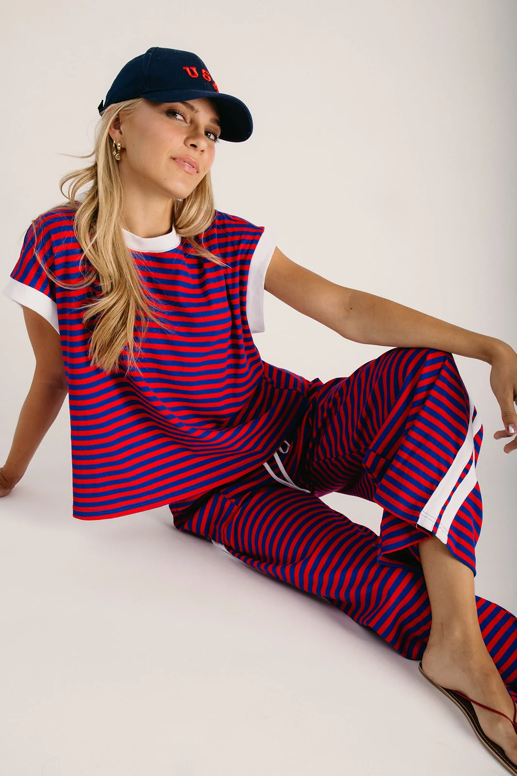The Adams 4th of July Lounge Set in Patriotic Stripe - Image 9