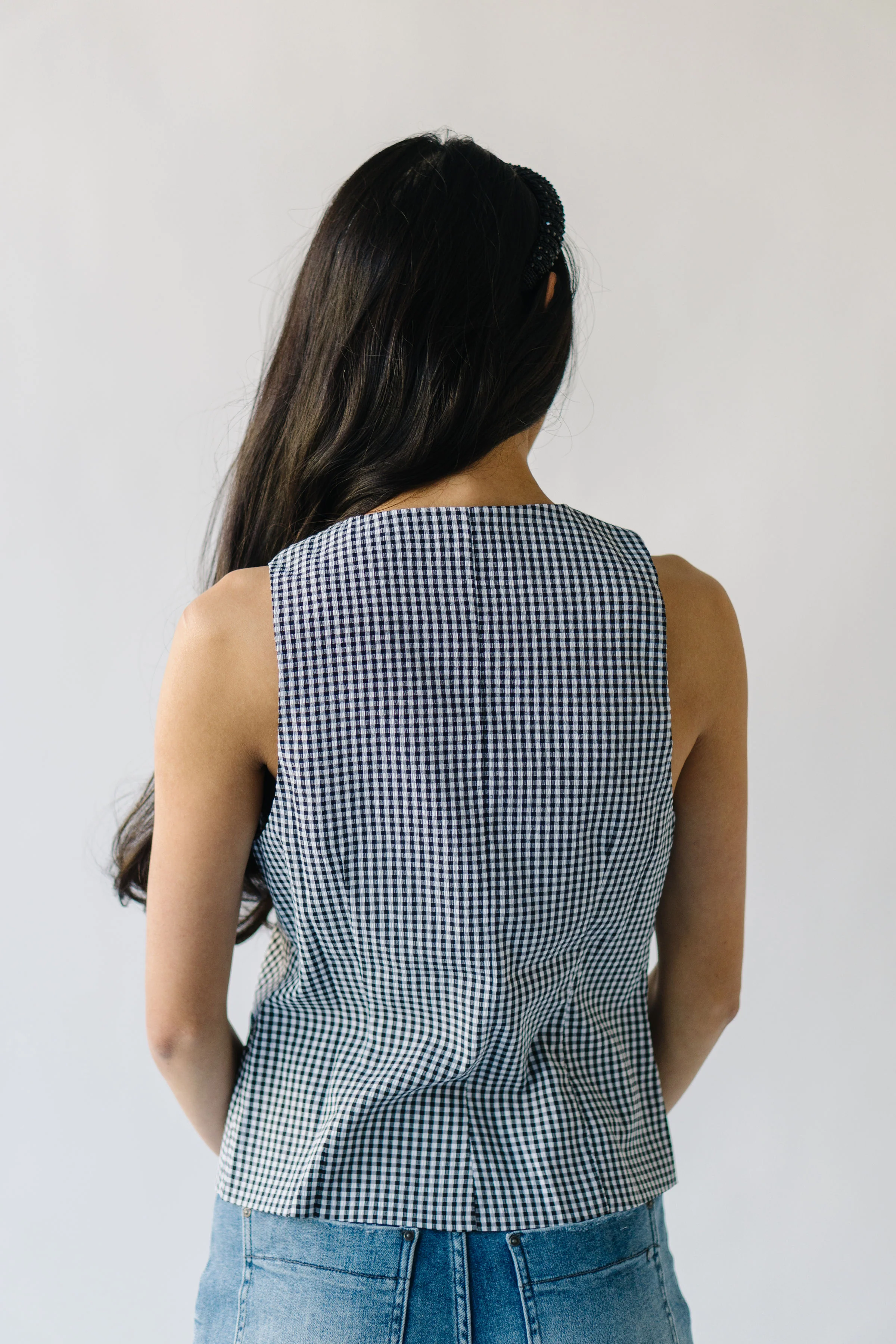 The Adele Gingham Button Up in Black - Image 4