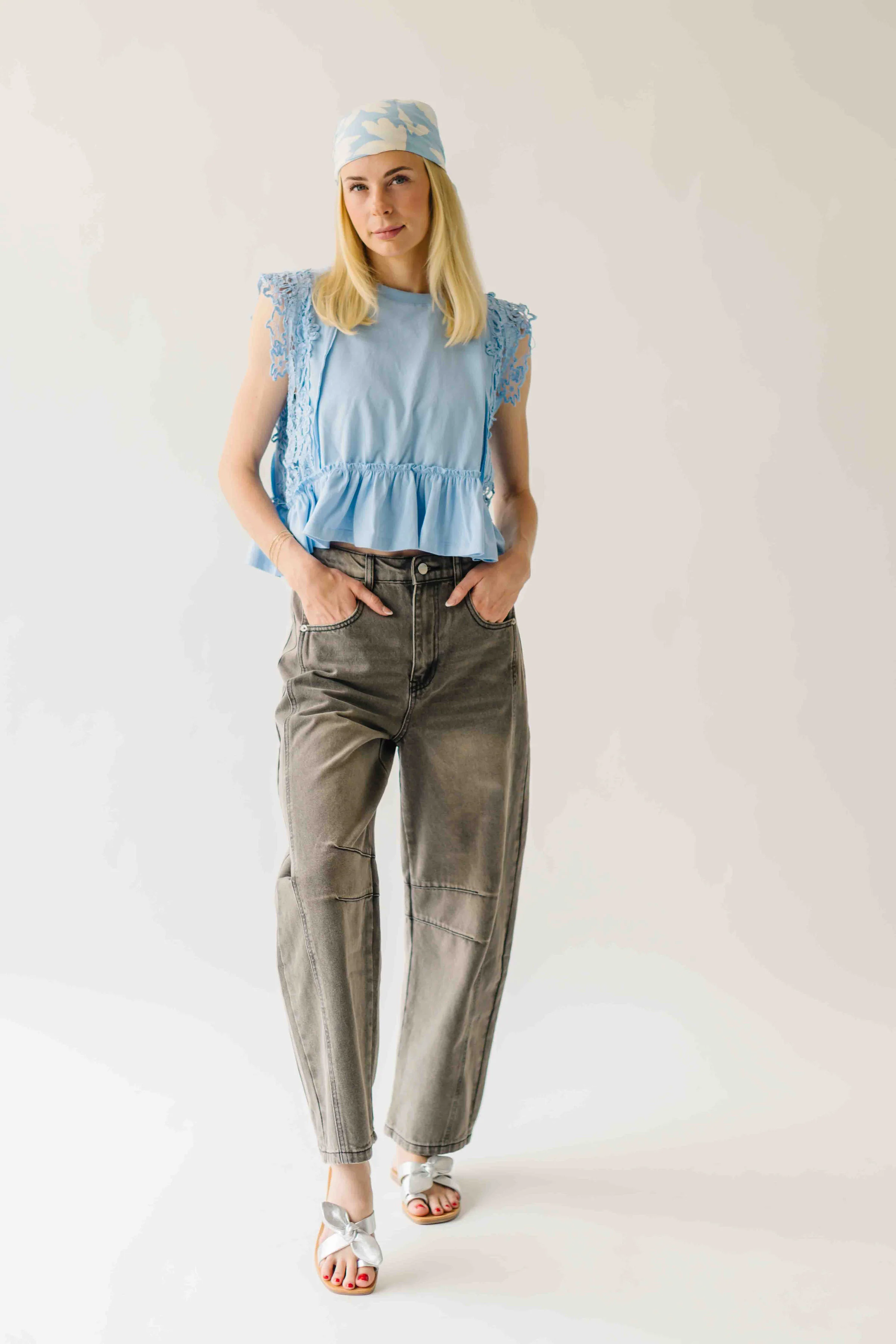 The Arielle Ruffle Hem Blouse in Periwinkle - Image 3