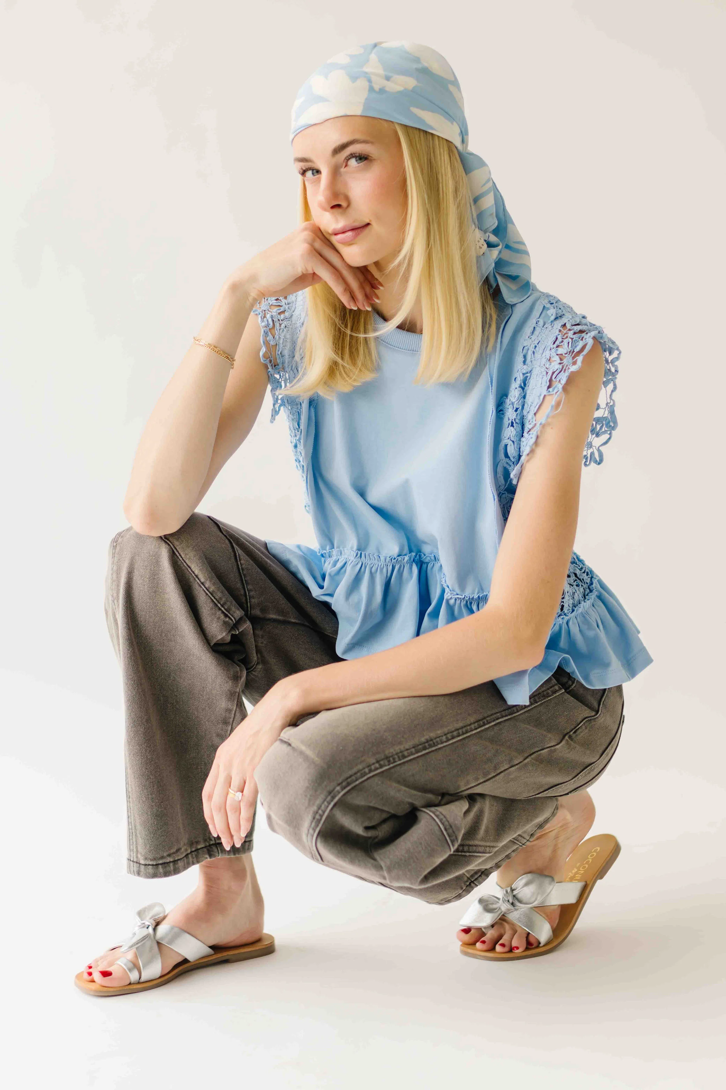 The Arielle Ruffle Hem Blouse in Periwinkle - Image 5