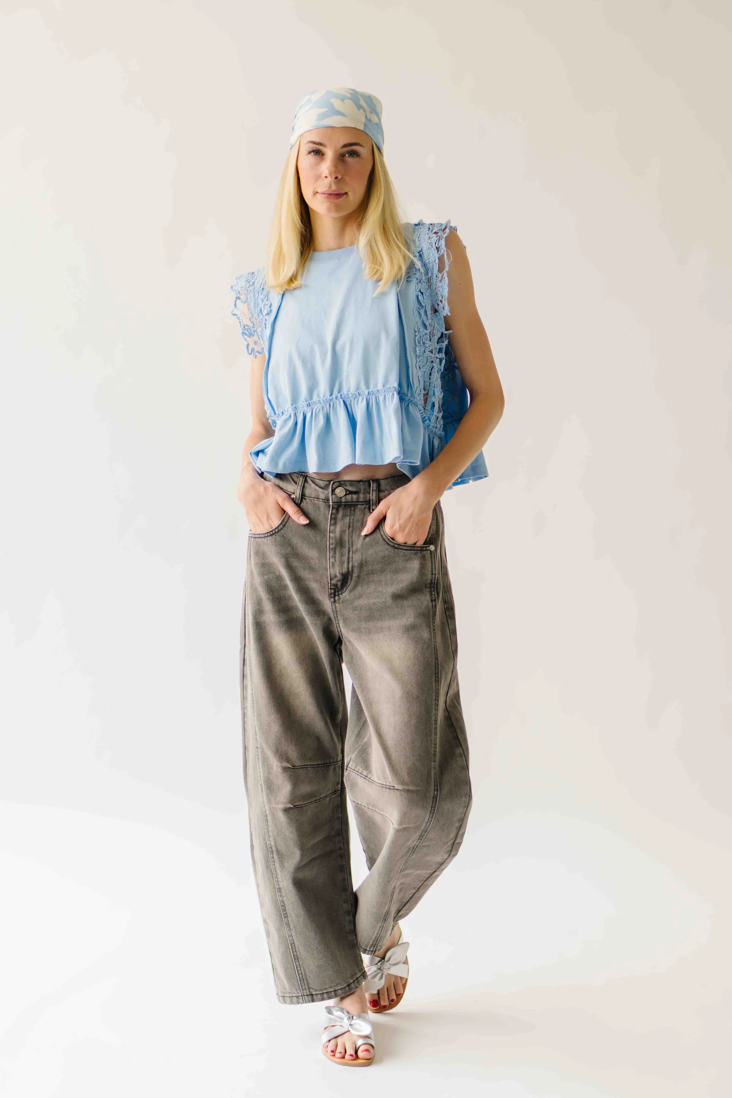 The Arielle Ruffle Hem Blouse in Periwinkle - Image 6