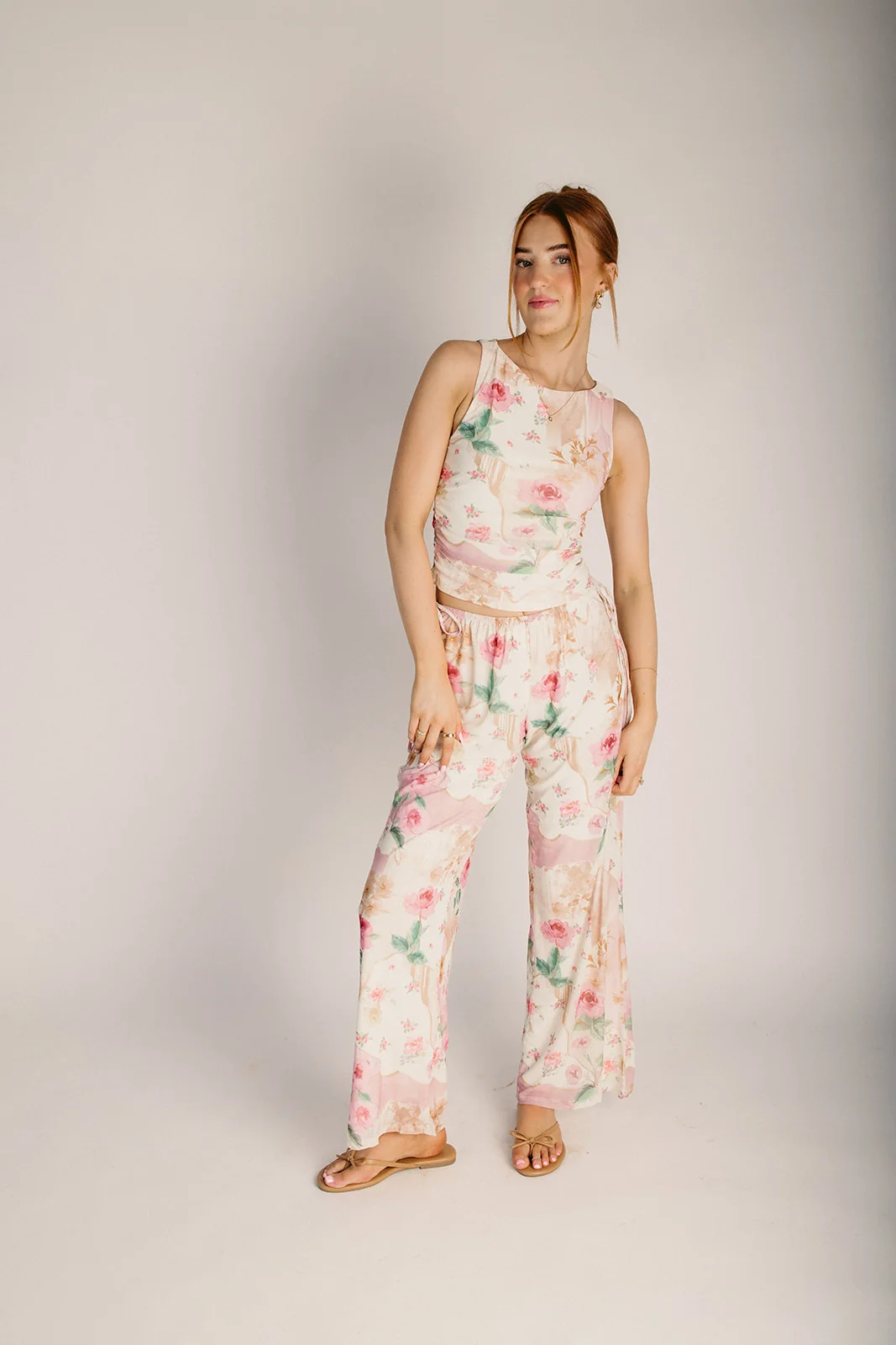The Arinder Boat Neck Fitted Blouse in Ivory + Rose Pink - Image 3