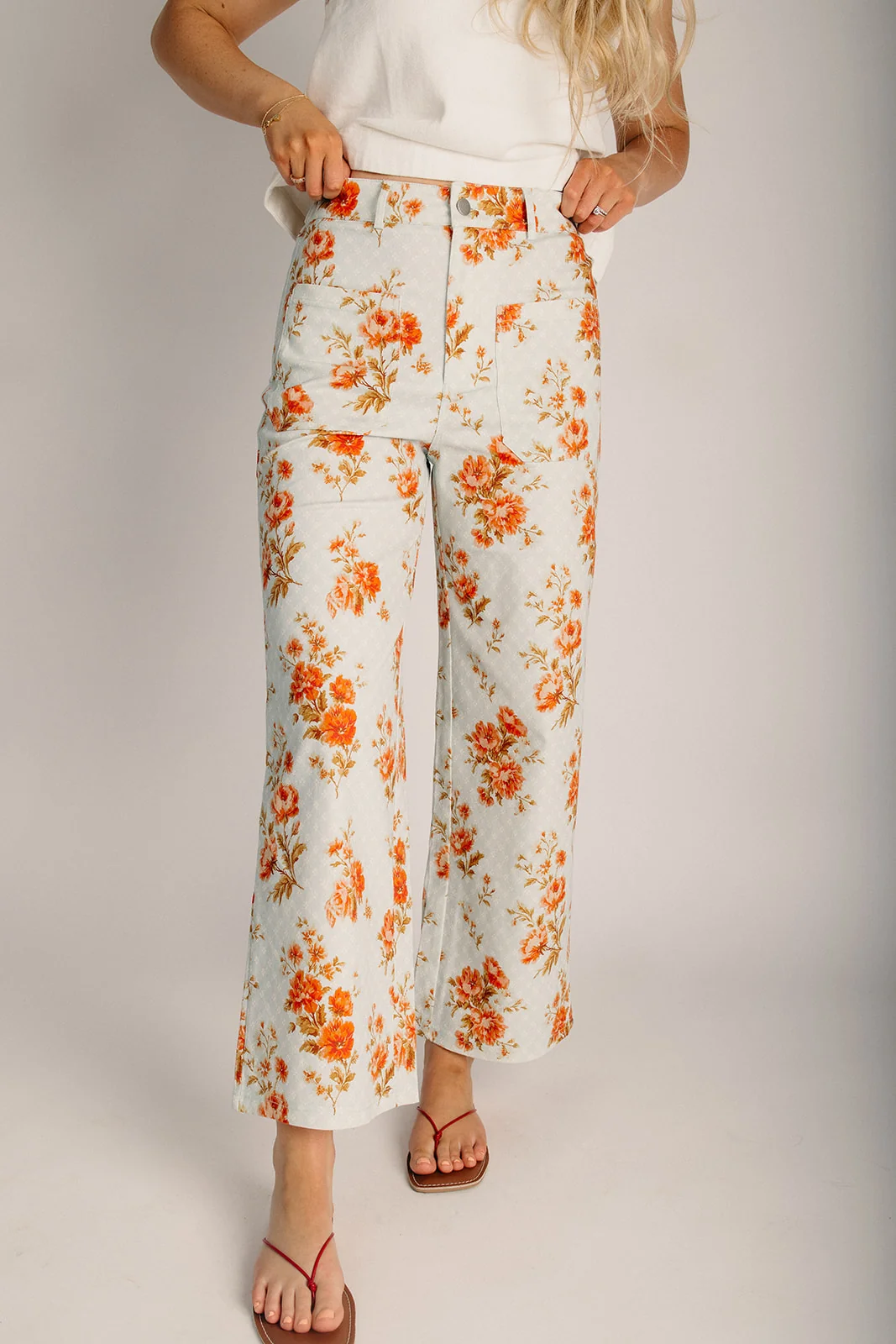 The Ashland Floral Wide Leg Pant in Blue Multi