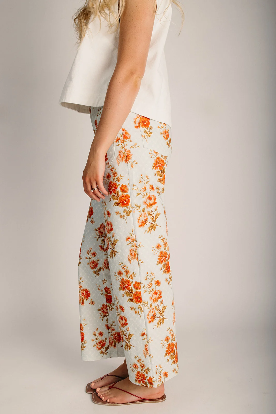 The Ashland Floral Wide Leg Pant in Blue Multi - Image 2