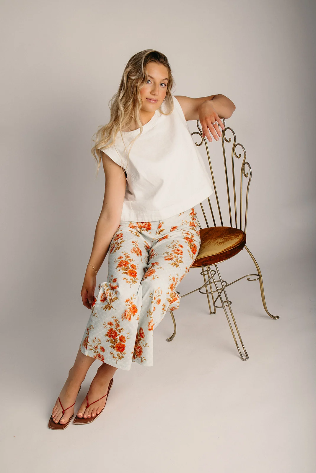 The Ashland Floral Wide Leg Pant in Blue Multi - Image 5