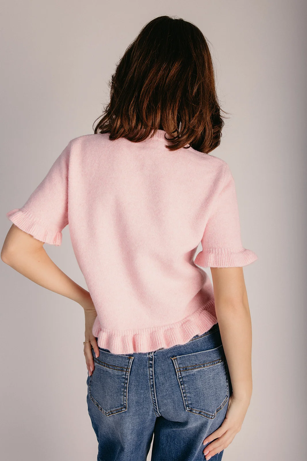 The Avenue Ruffle Hem Sweater in Pink - Image 2