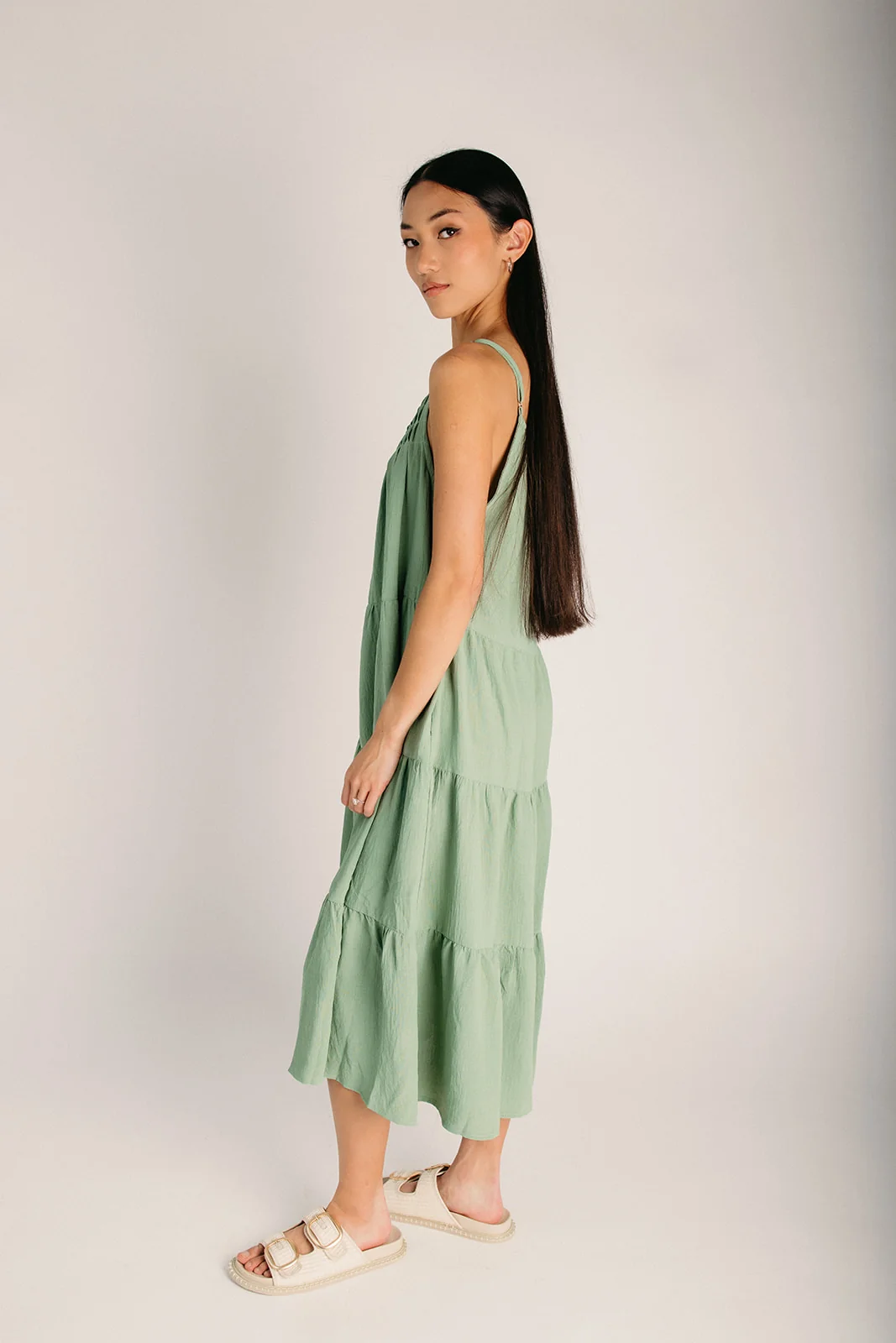 The Balow Tiered Tank Maxi Dress in Sage Mint - Image 5