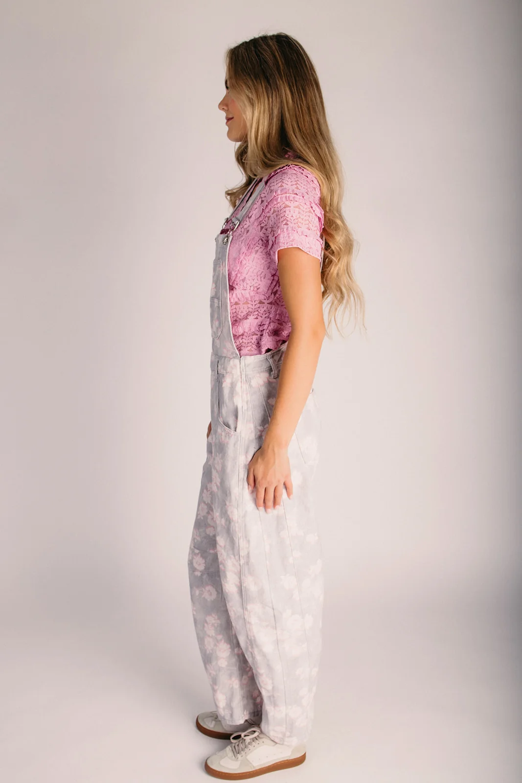 The Barlek Floral Overall in Light Grey - Image 4