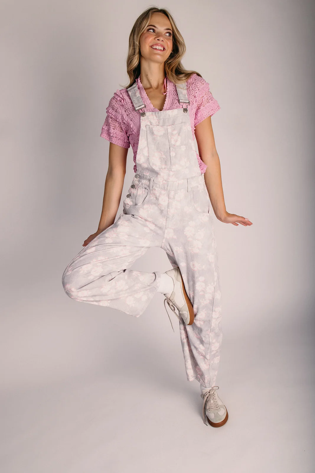 The Barlek Floral Overall in Light Grey - Image 5