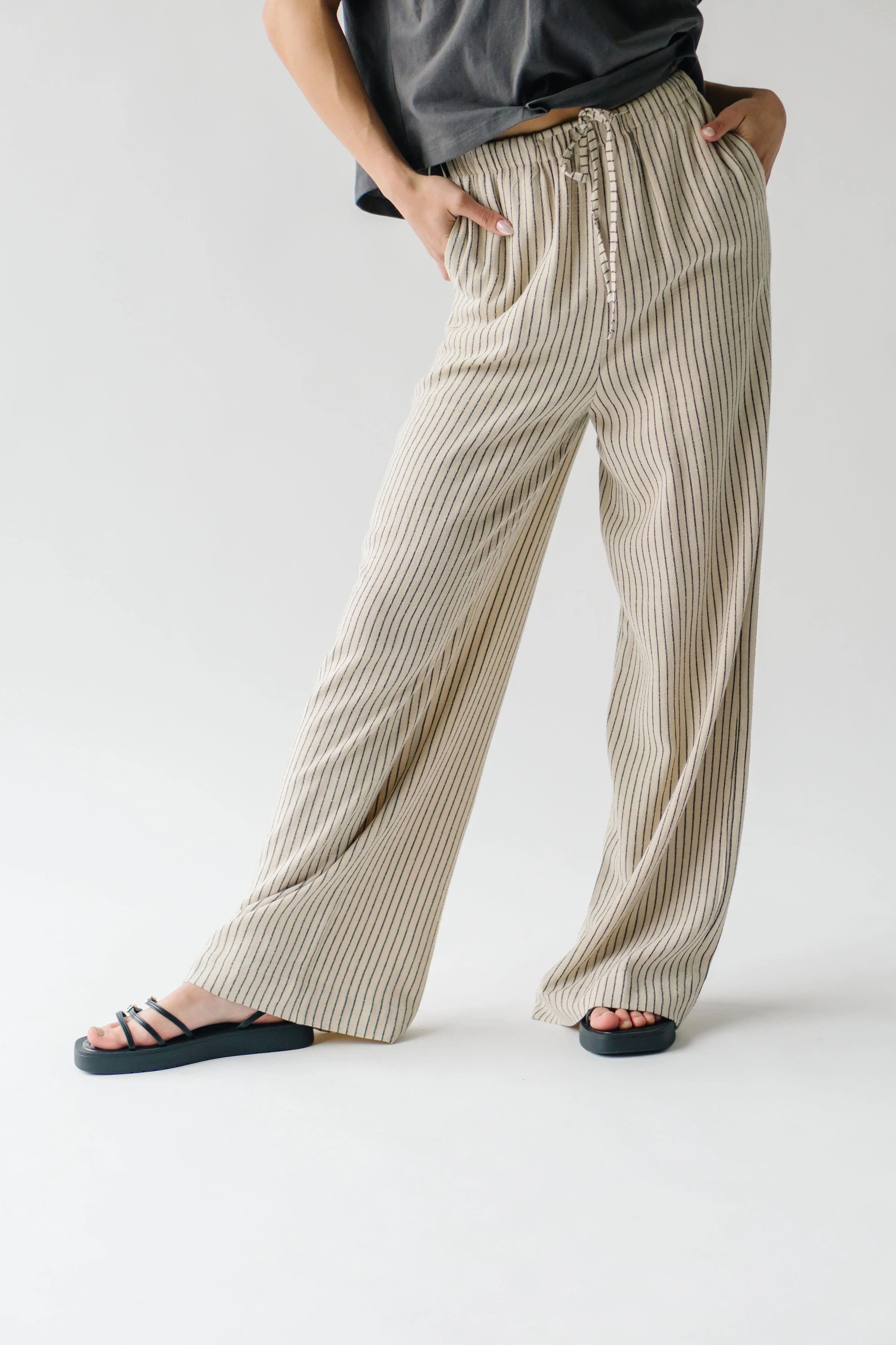 The Barnish Striped Linen Pant in Beige - Image 10