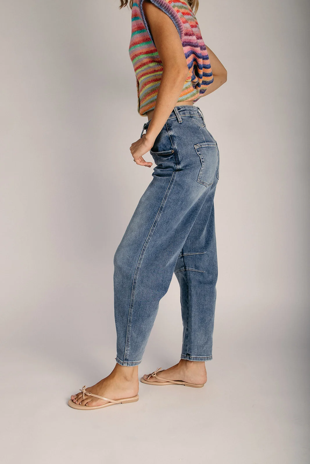 The Benally High Rise Barrel Jean in Dark Sapphire - Image 4