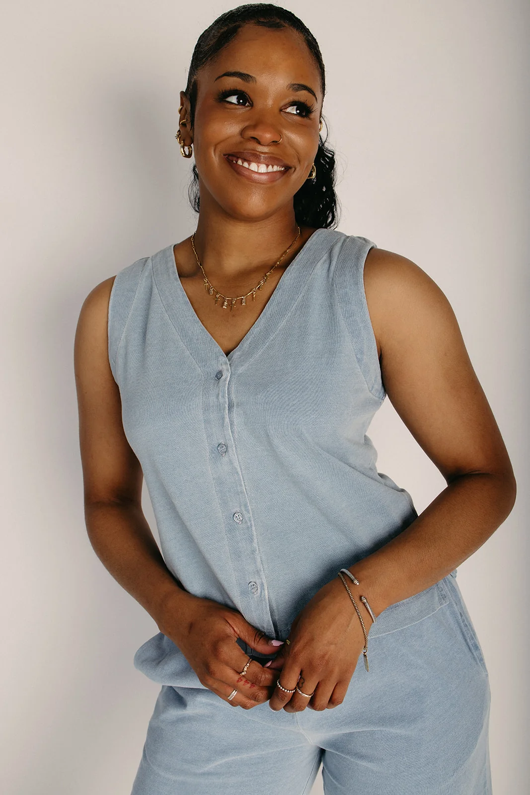 The Benard Relaxed Tank in Light Denim