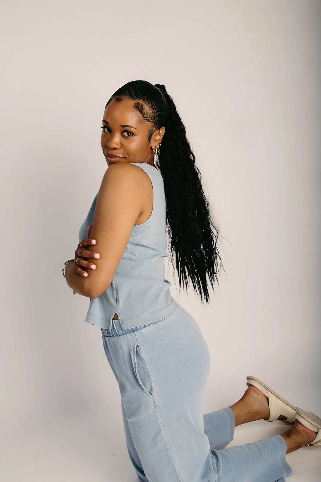 The Benard Relaxed Tank in Light Denim - Image 3