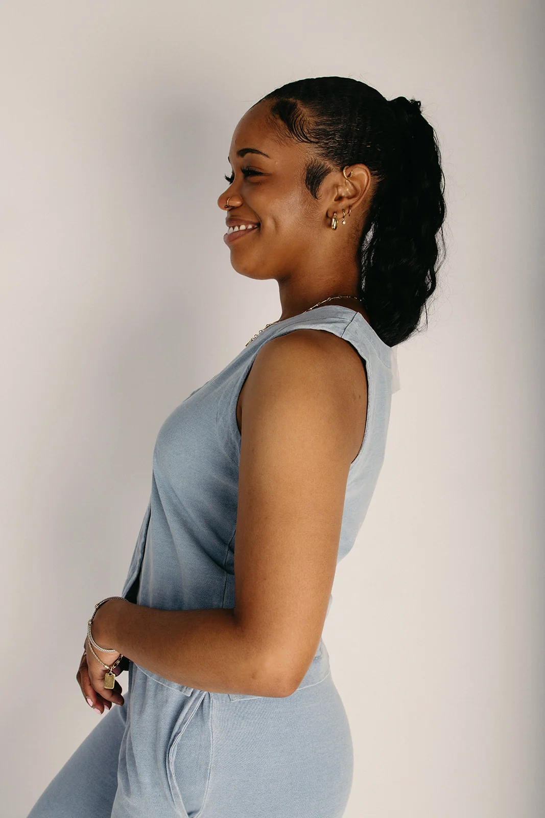 The Benard Relaxed Tank in Light Denim - Image 5