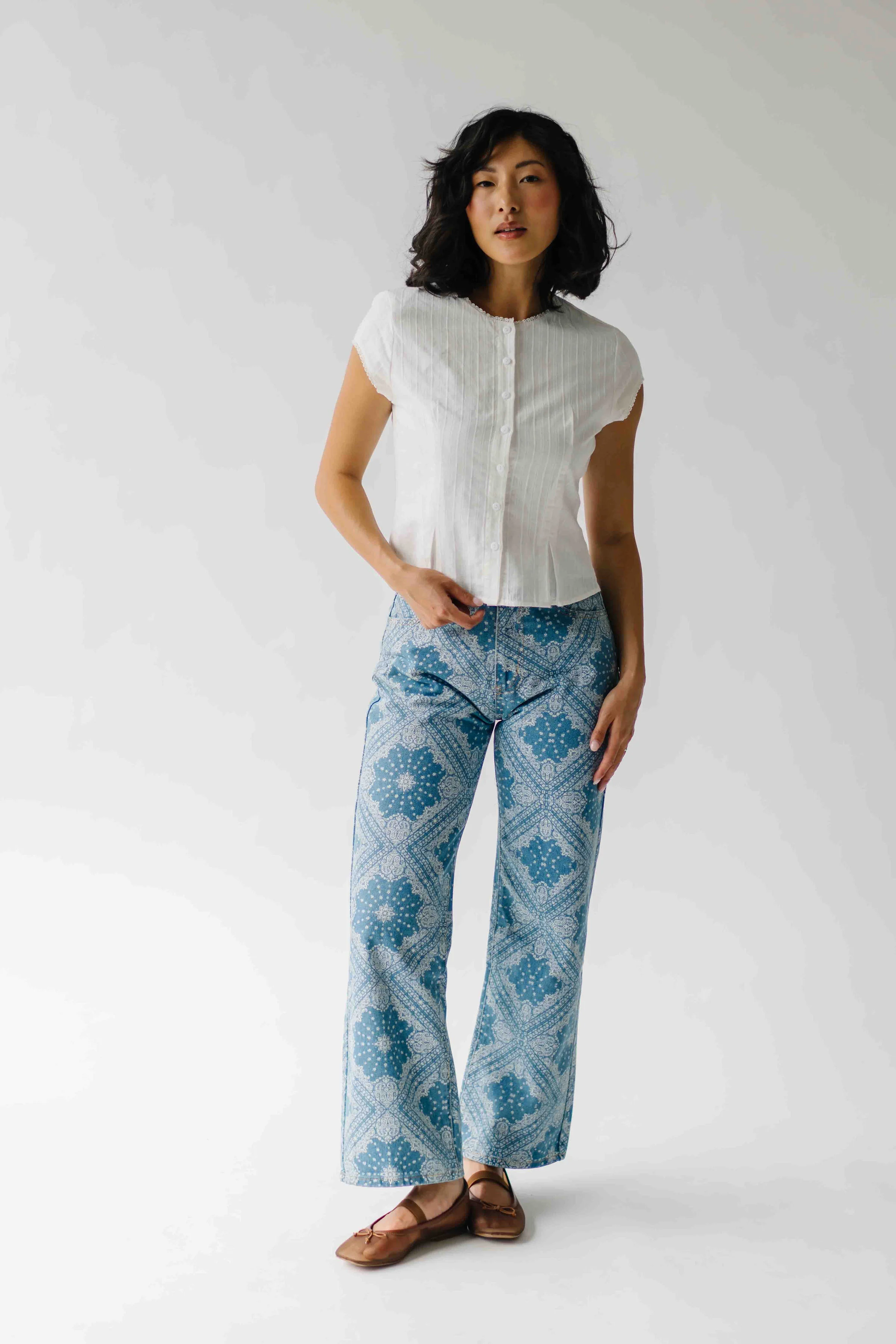 The Bethers Bandana Print Jean in Blue + Ivory - Image 3