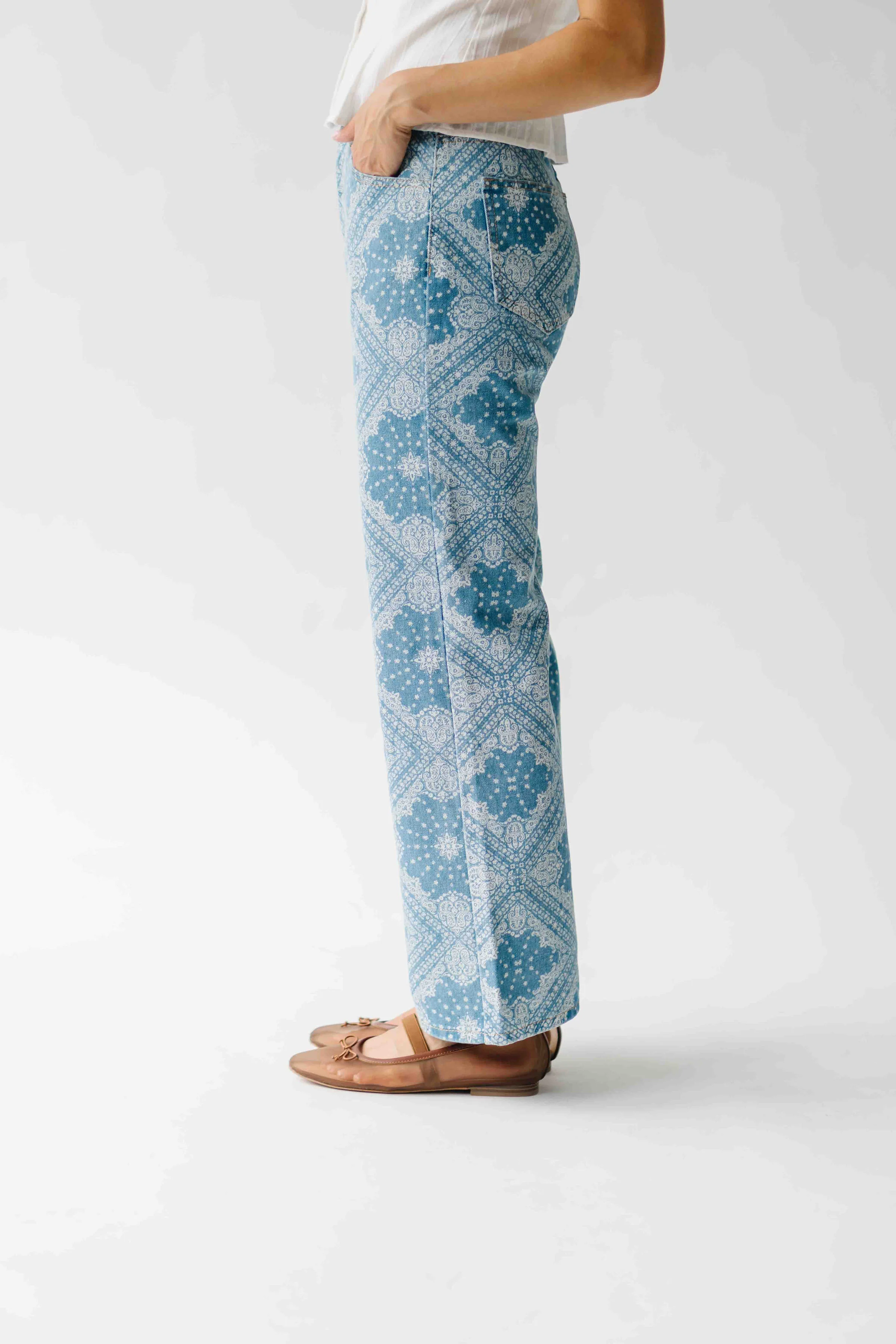 The Bethers Bandana Print Jean in Blue + Ivory - Image 4