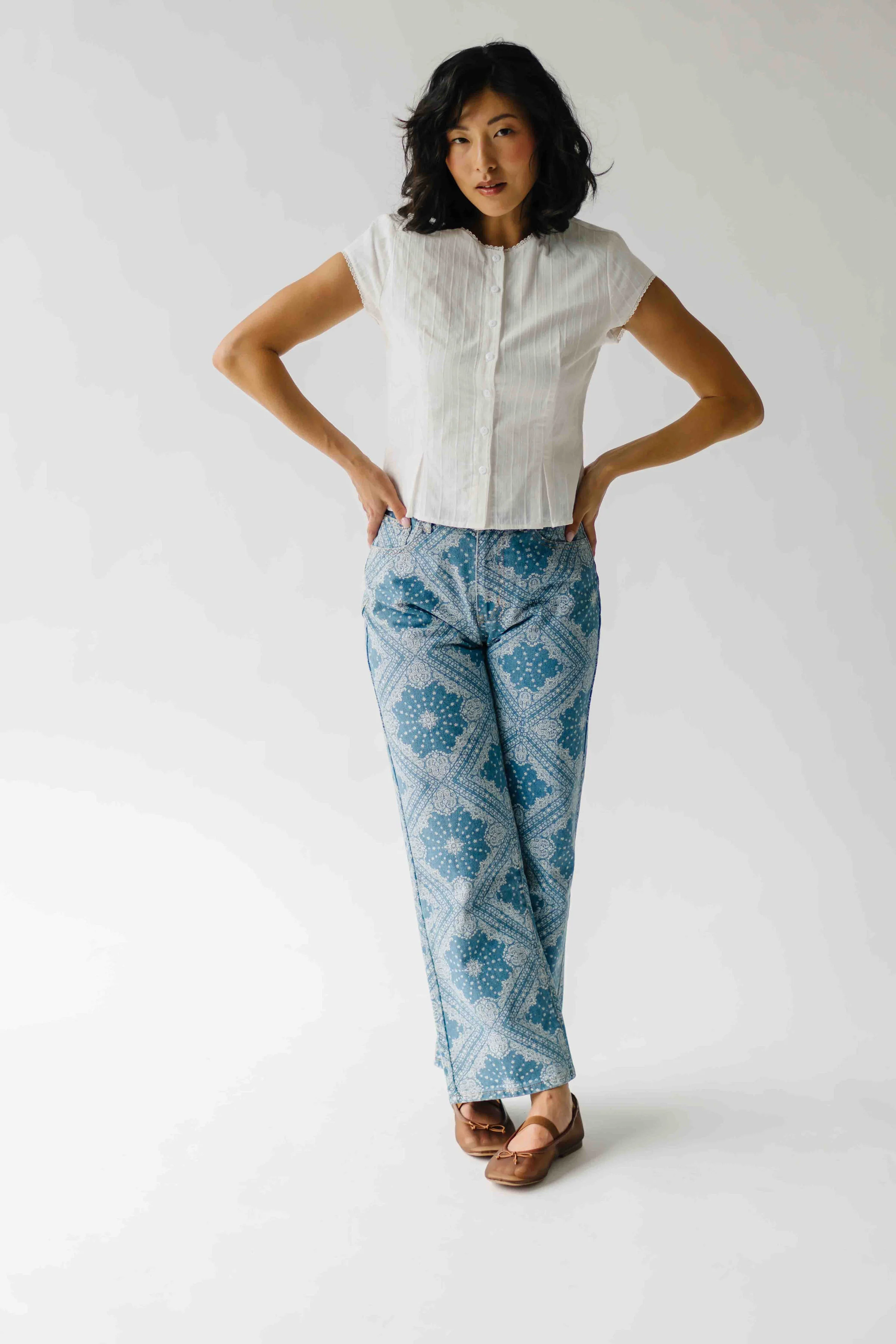 The Bethers Bandana Print Jean in Blue + Ivory - Image 7