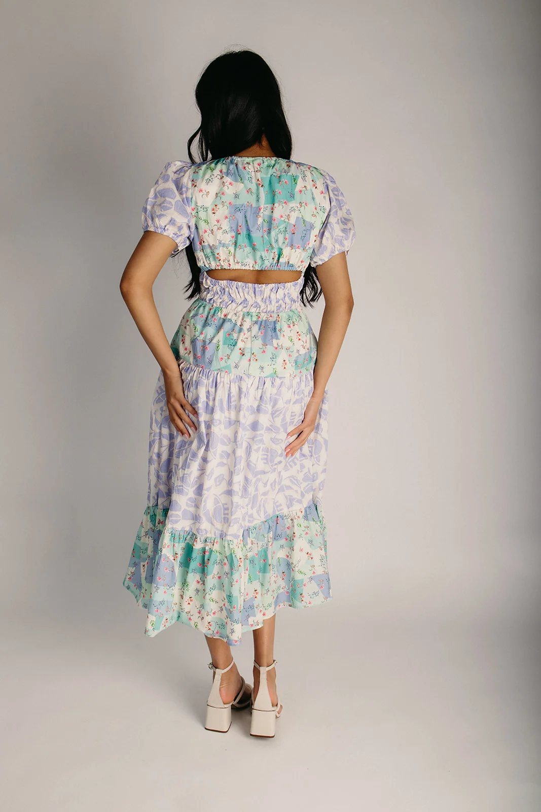 The Boylston Scoop Neck Midi Dress in Lavender Multi - Image 2
