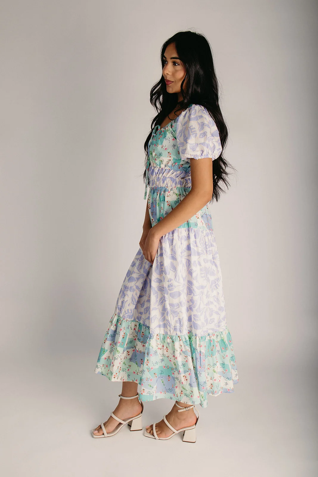 The Boylston Scoop Neck Midi Dress in Lavender Multi - Image 4