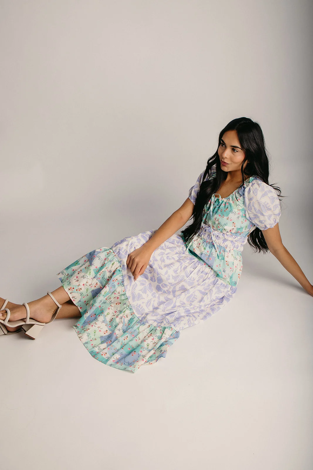 The Boylston Scoop Neck Midi Dress in Lavender Multi - Image 6
