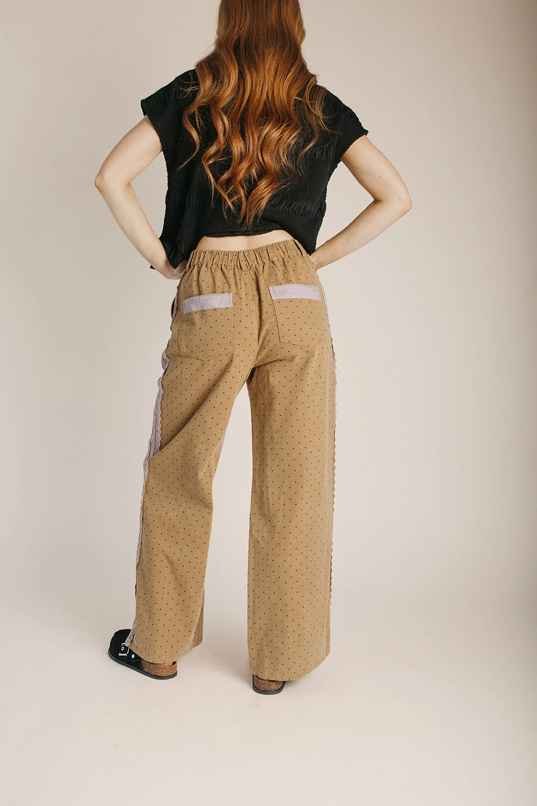 The Laurie Polka Dot Denim Pant in Brown - Image 2