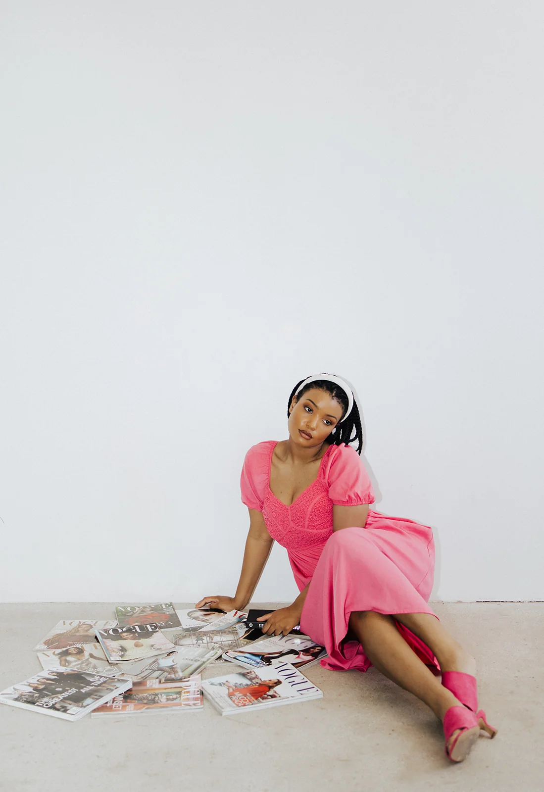 The Cabrilo Smocked Detail Midi Dress in Fuchsia - Image 12