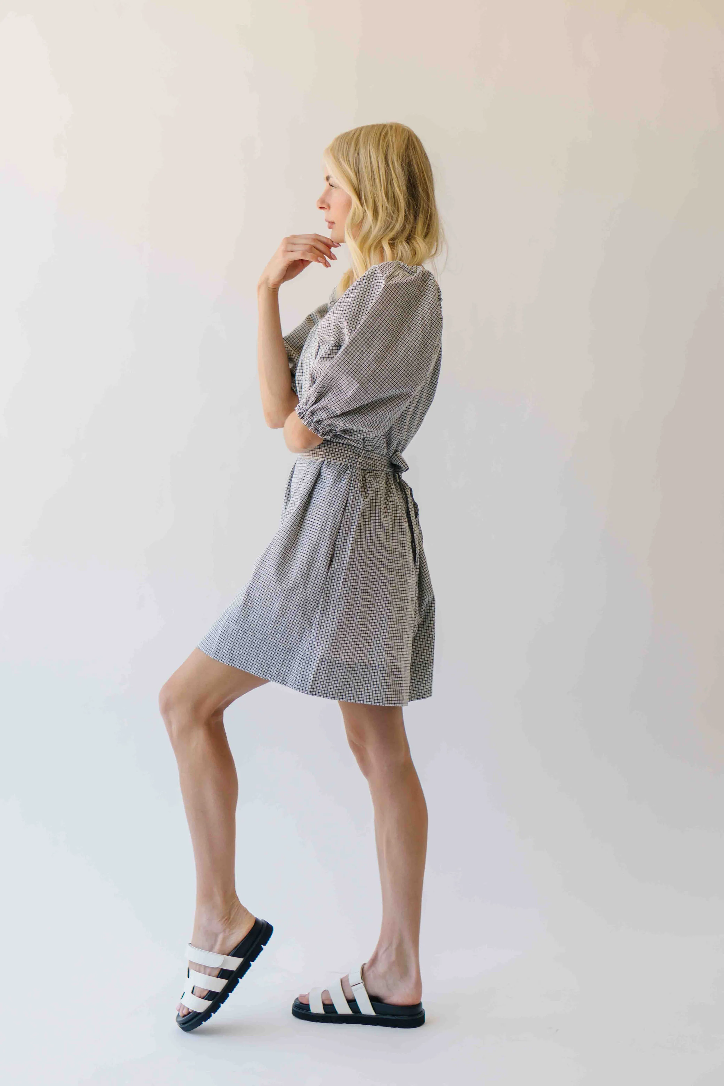 The Cambria Puff Sleeve Gingham Dress in Black - Image 6